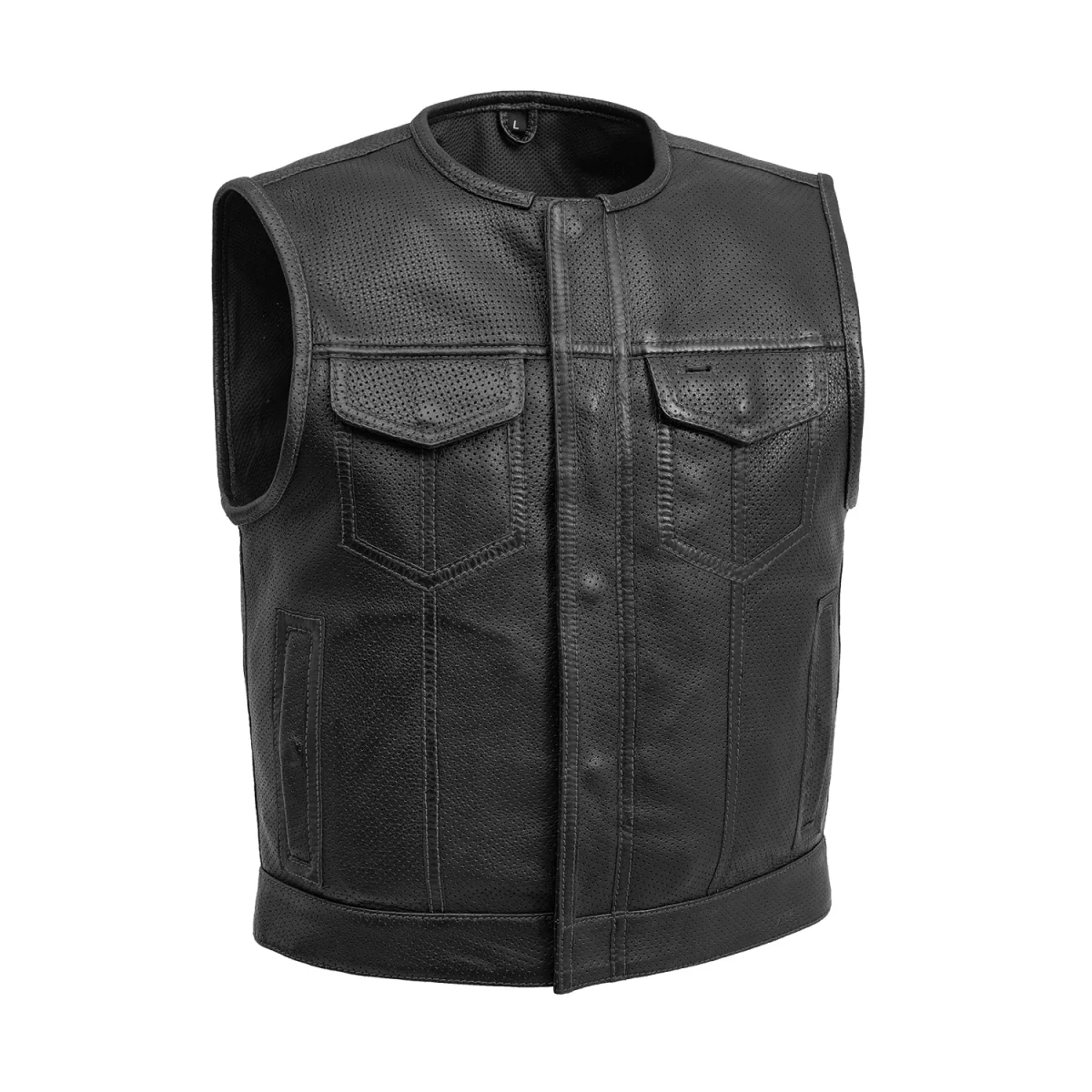 Lowside Men's Perforated Motorcycle Leather Vest - Image 6