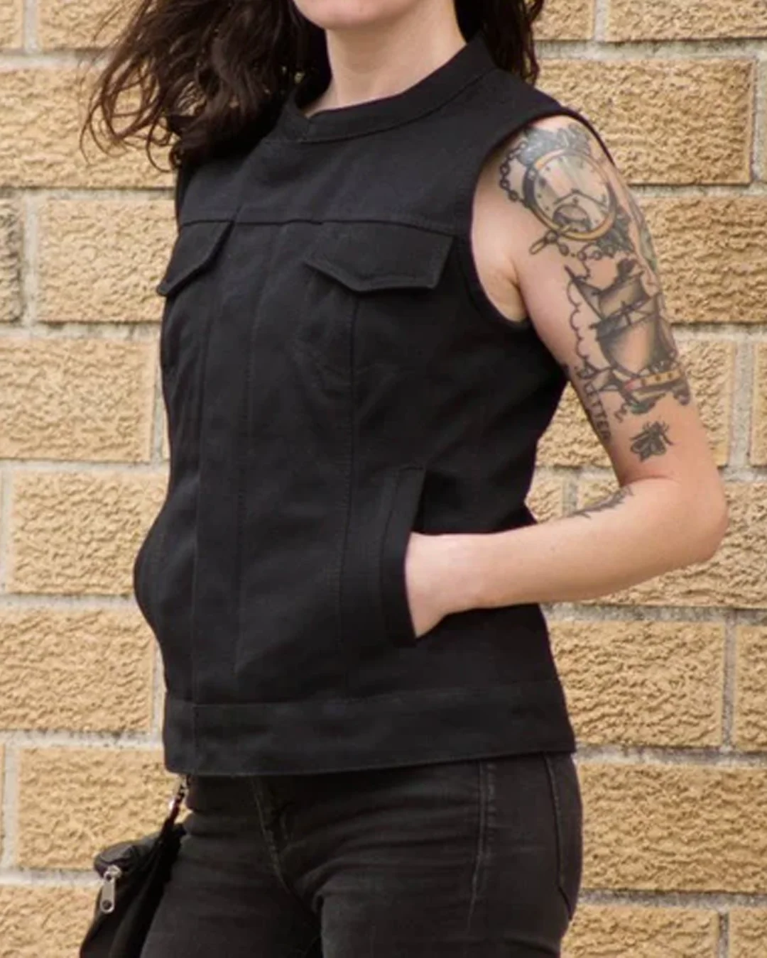 Ludlow Women's Motorcycle Canvas Vest - Image 10