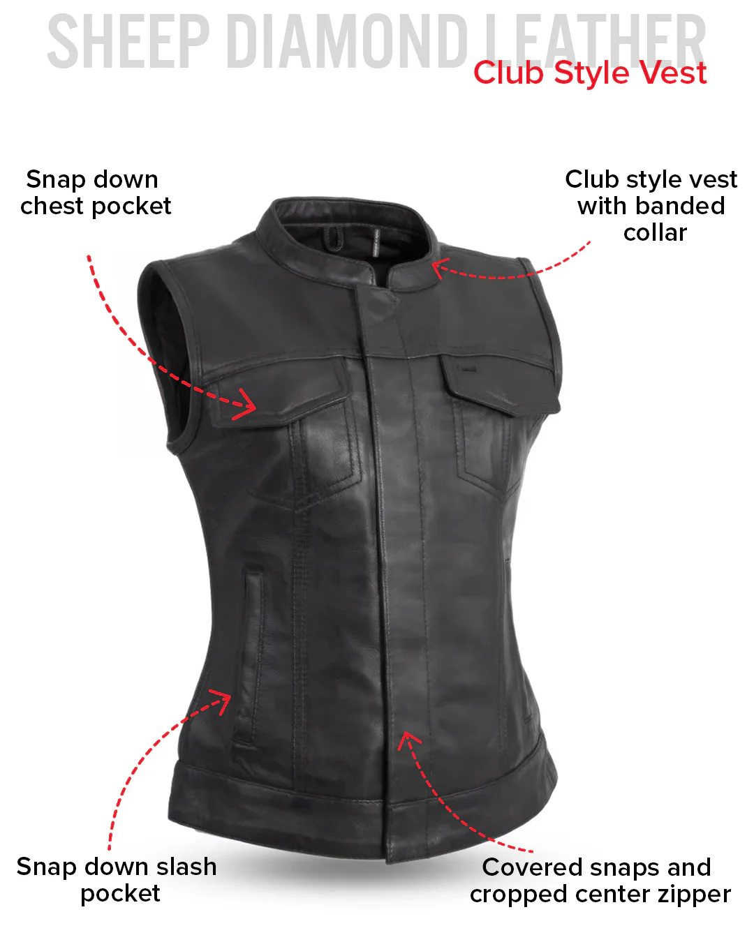 Ludlow Women's Motorcycle Leather Vest - Image 6