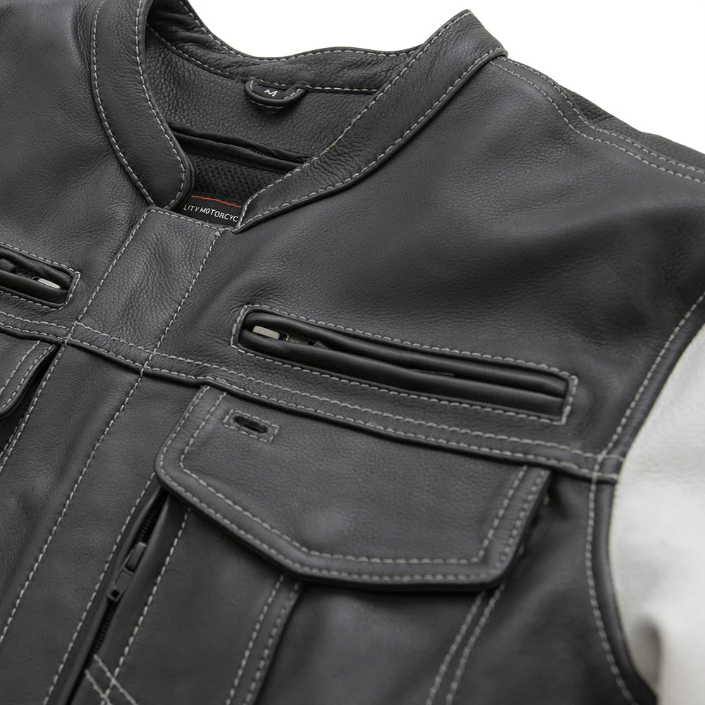 Vincent Men's Cafe Style Leather Jacket - Image 11