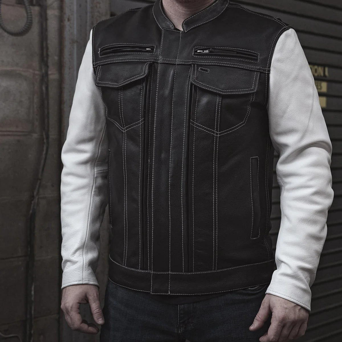 Vincent Men's Cafe Style Leather Jacket - Image 13
