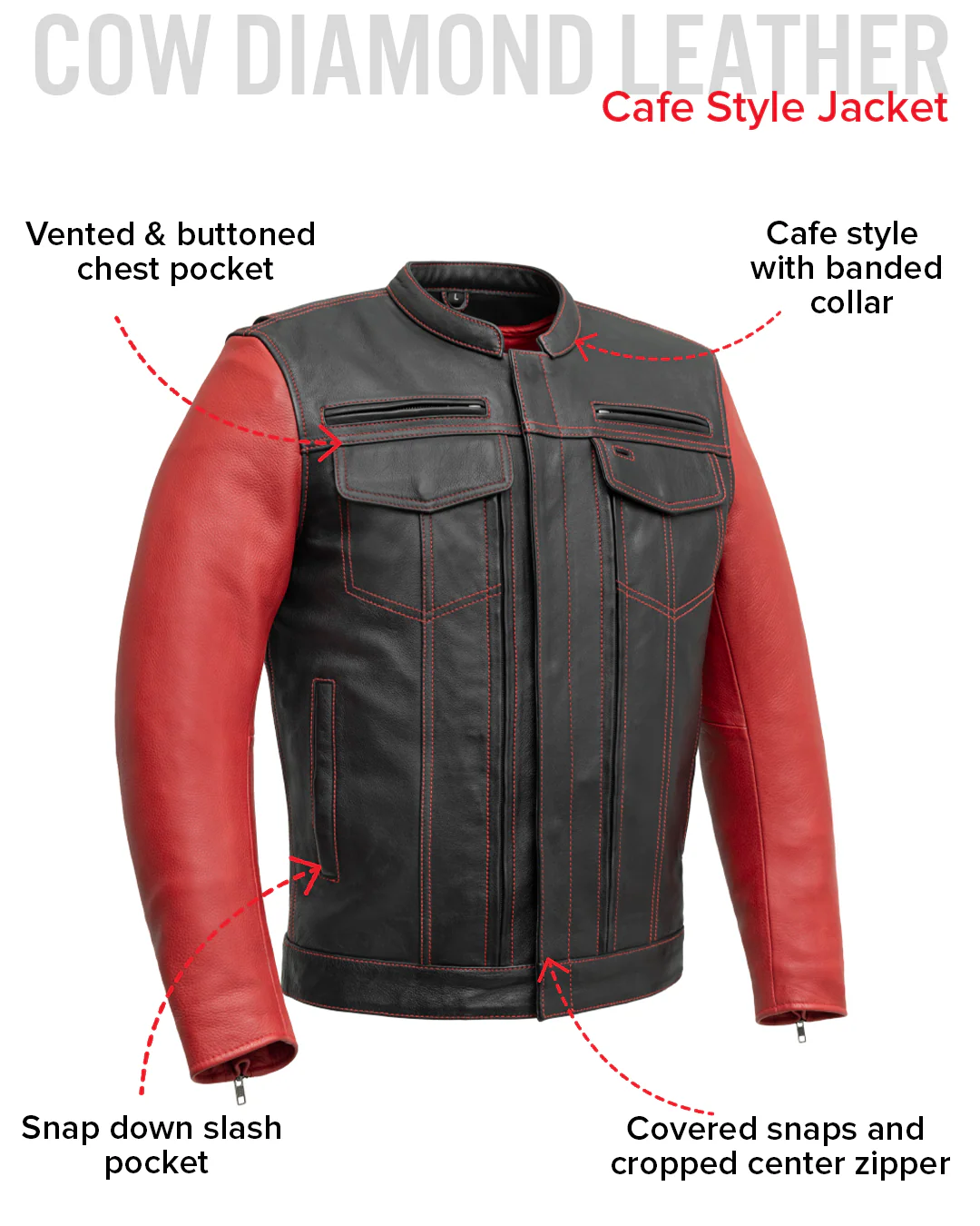 Vincent Men's Cafe Style Leather Jacket - Image 16
