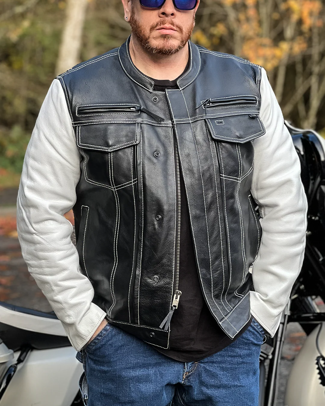 Vincent Men's Cafe Style Leather Jacket - Image 21