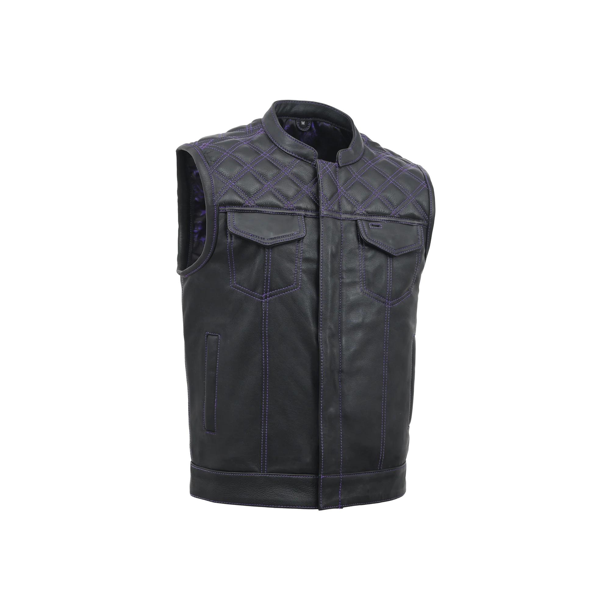 Downside Men's Motorcycle Leather Vest - Image 35