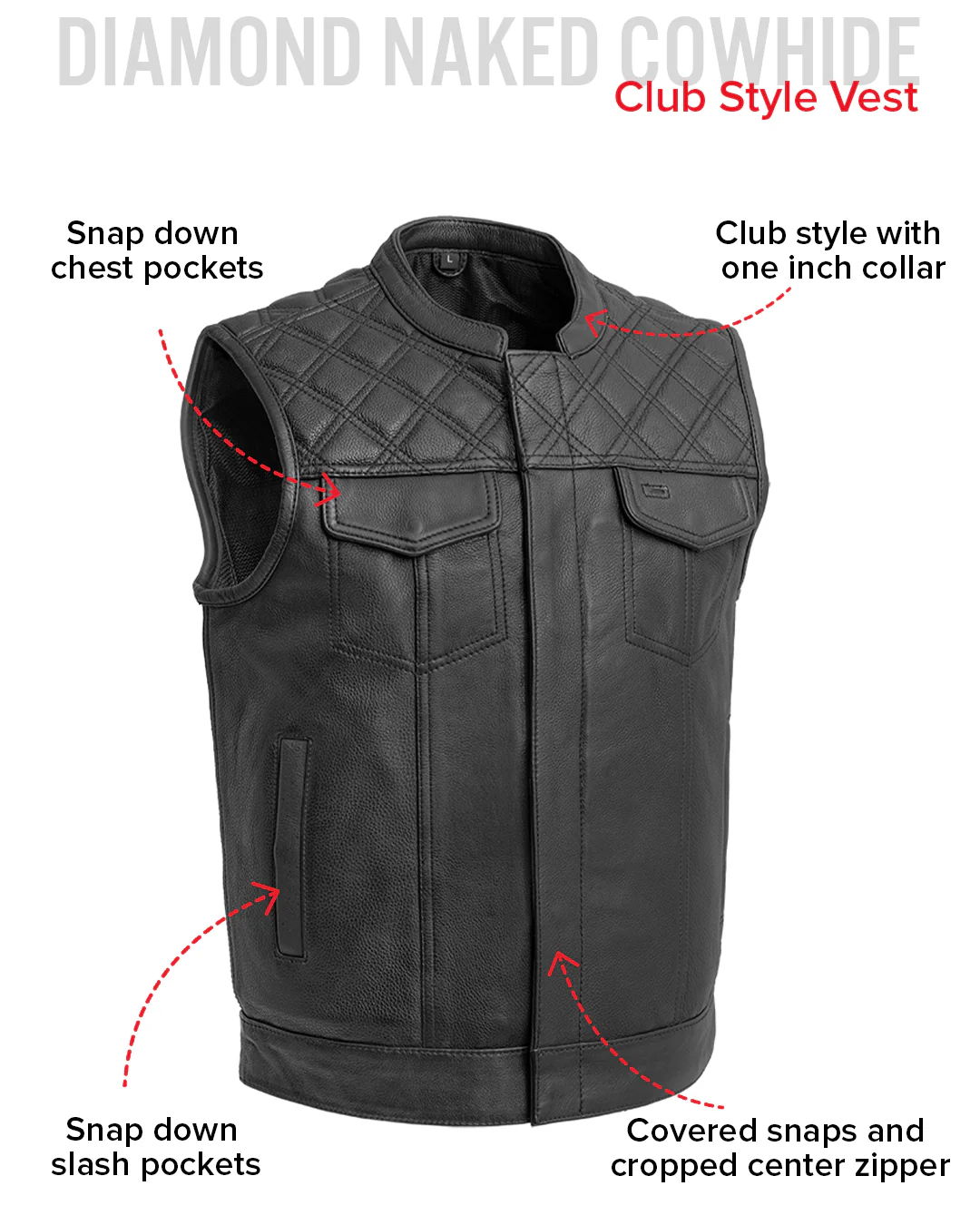 Downside Men's Motorcycle Leather Vest - Image 48
