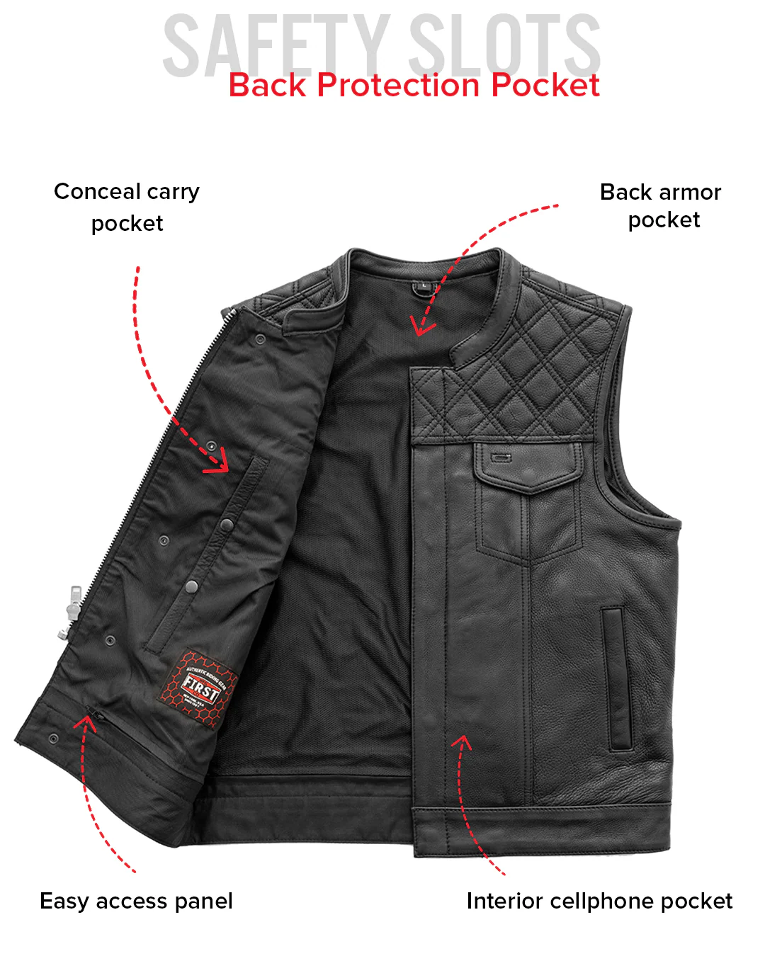 Downside Men's Motorcycle Leather Vest - Image 49