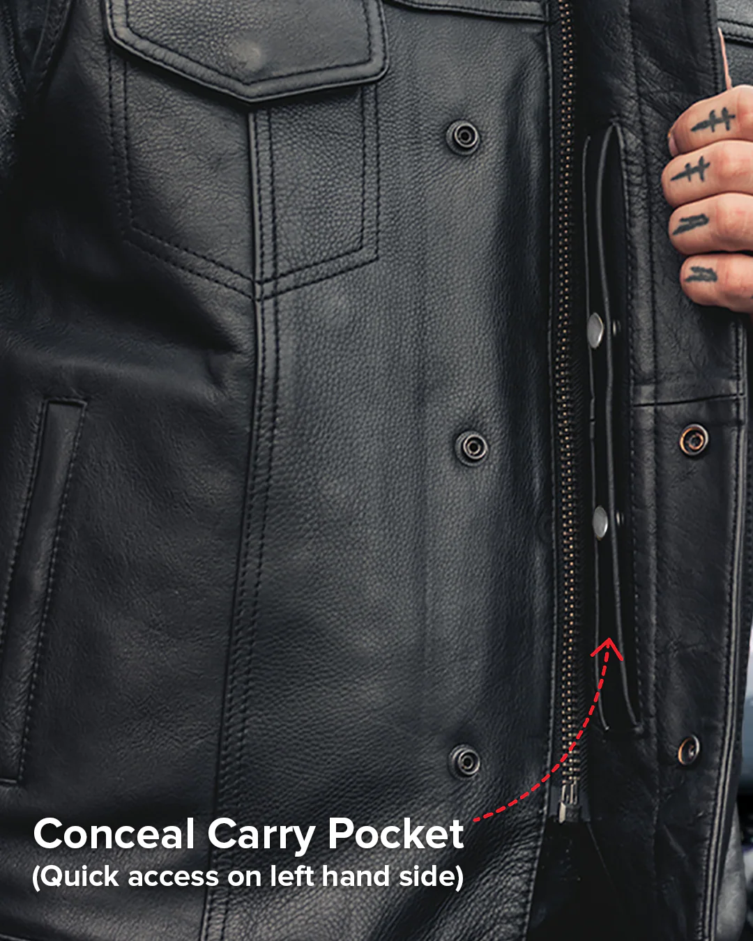Downside Men's Motorcycle Leather Vest - Image 50