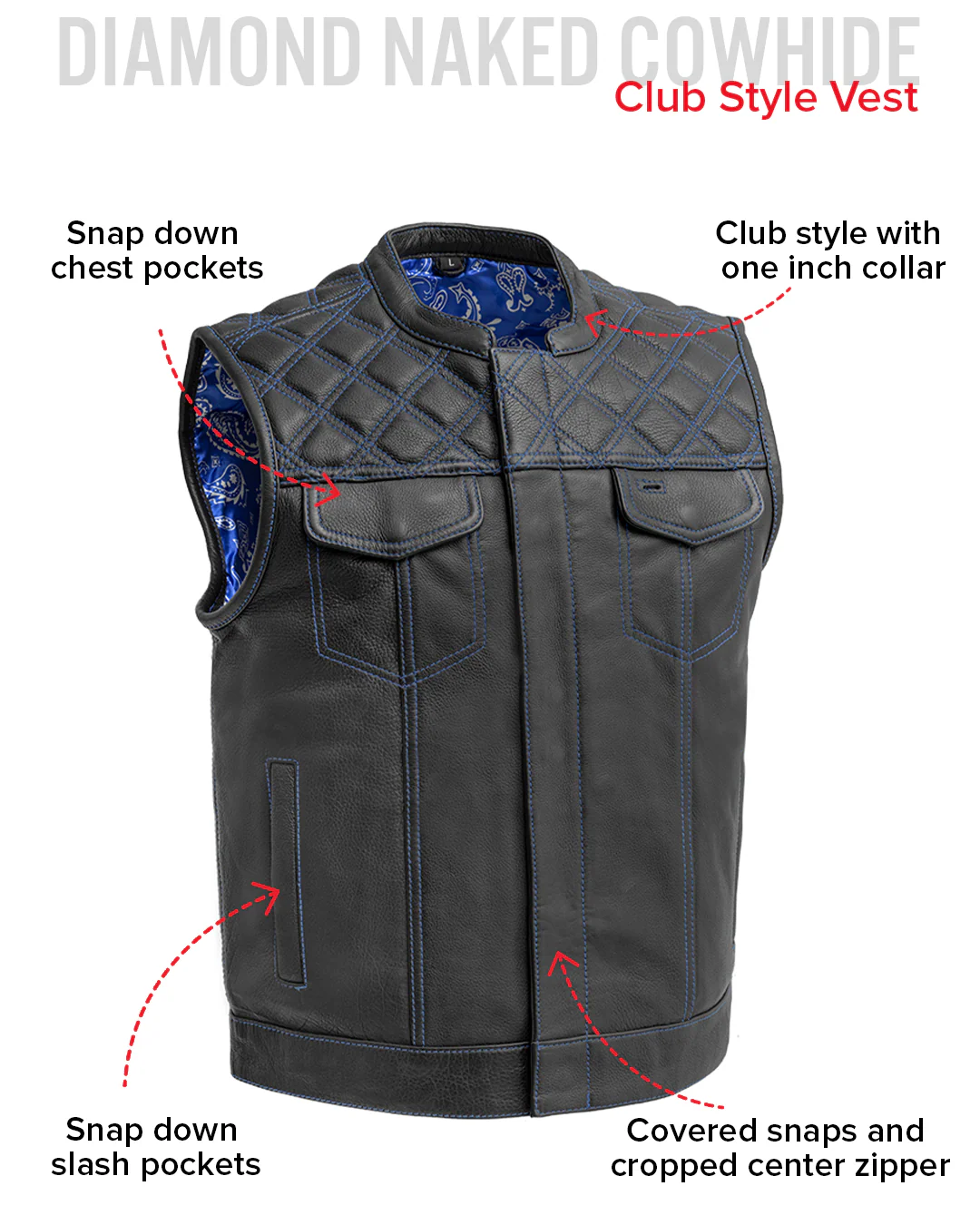 Downside Men's Motorcycle Leather Vest - Image 51