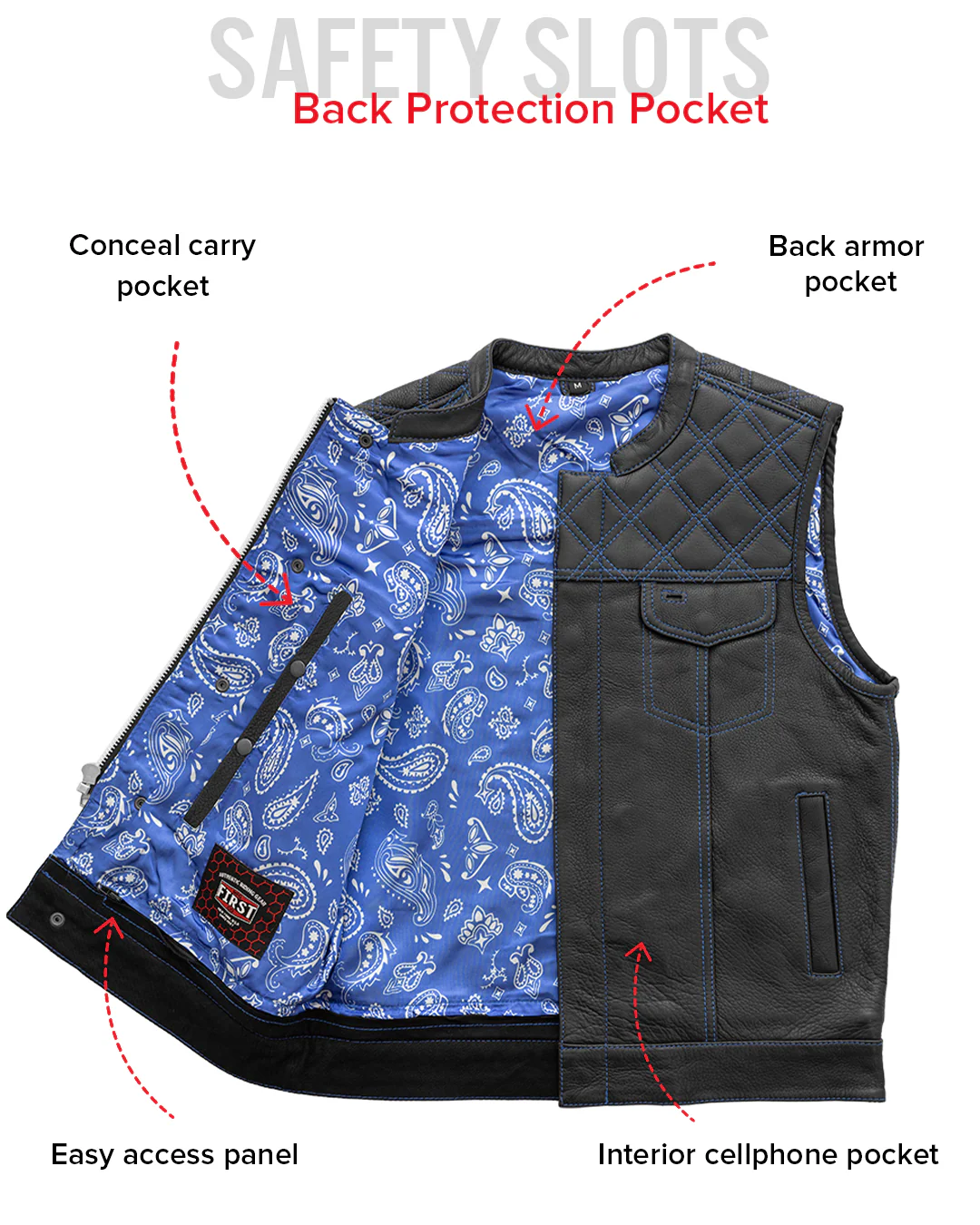 Downside Men's Motorcycle Leather Vest - Image 52