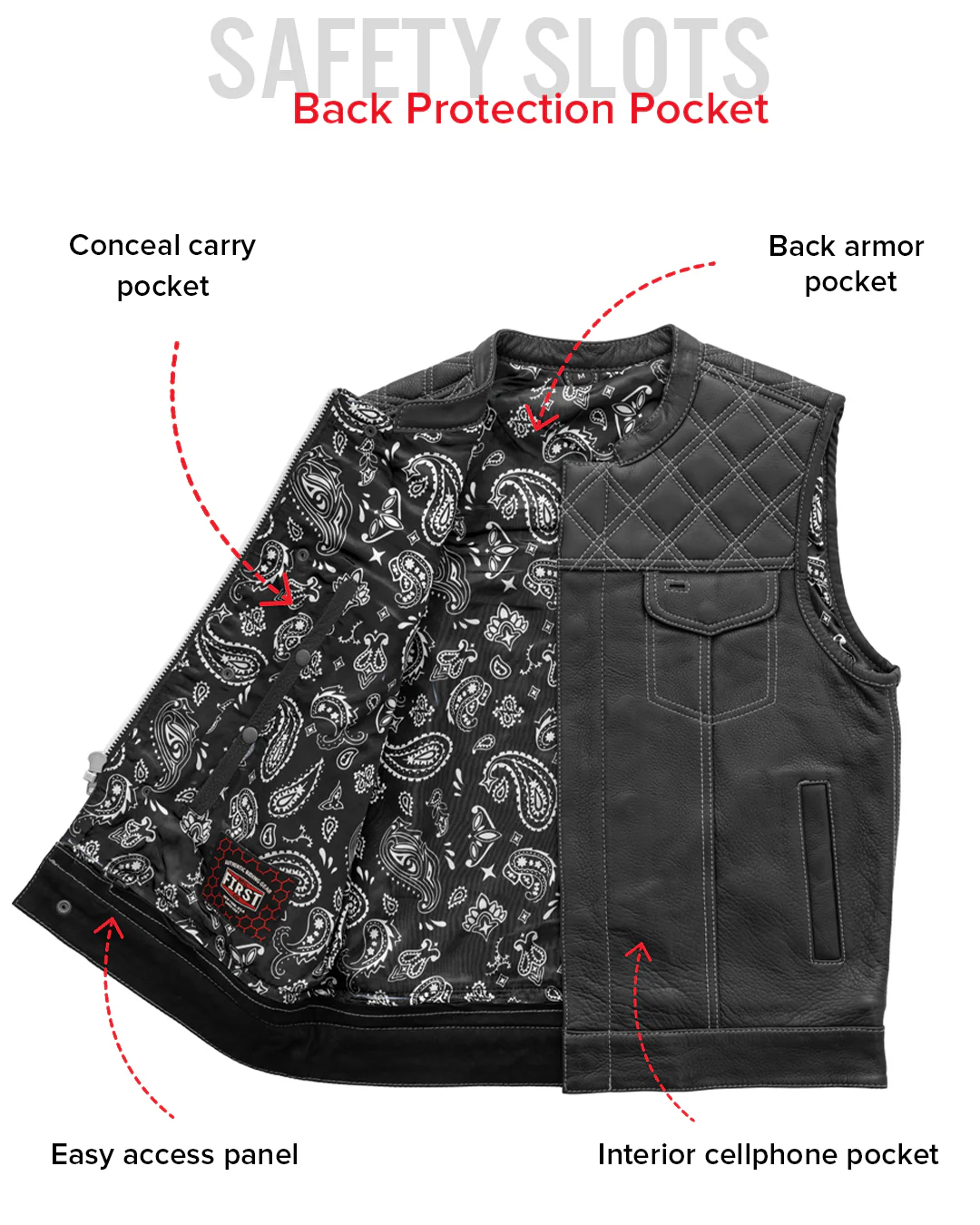 Downside Men's Motorcycle Leather Vest - Image 55
