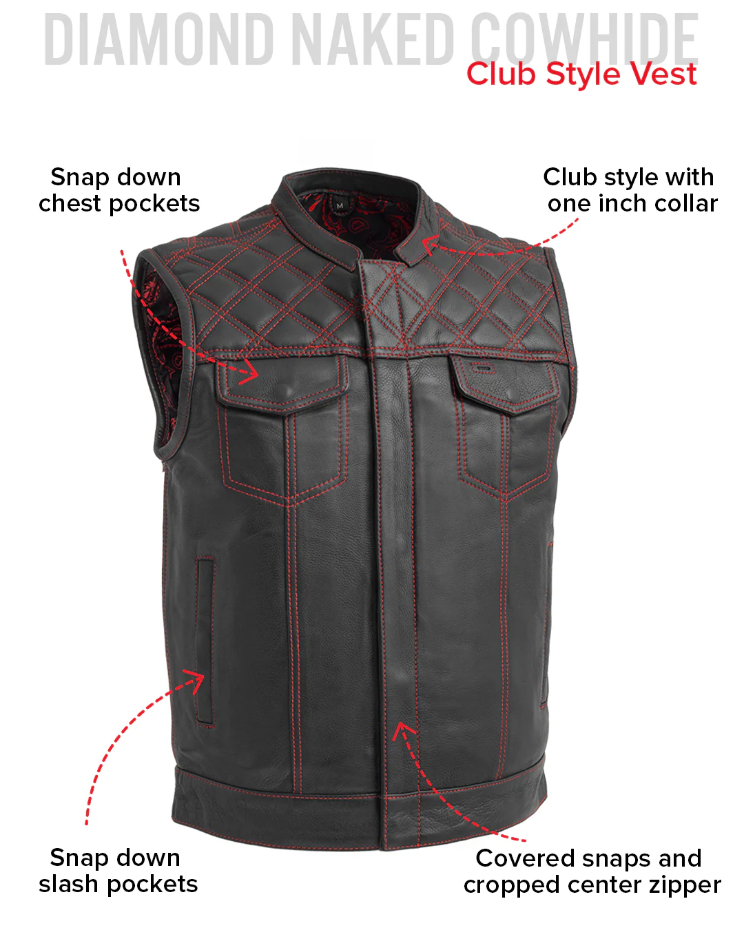 Downside Men's Motorcycle Leather Vest - Image 57