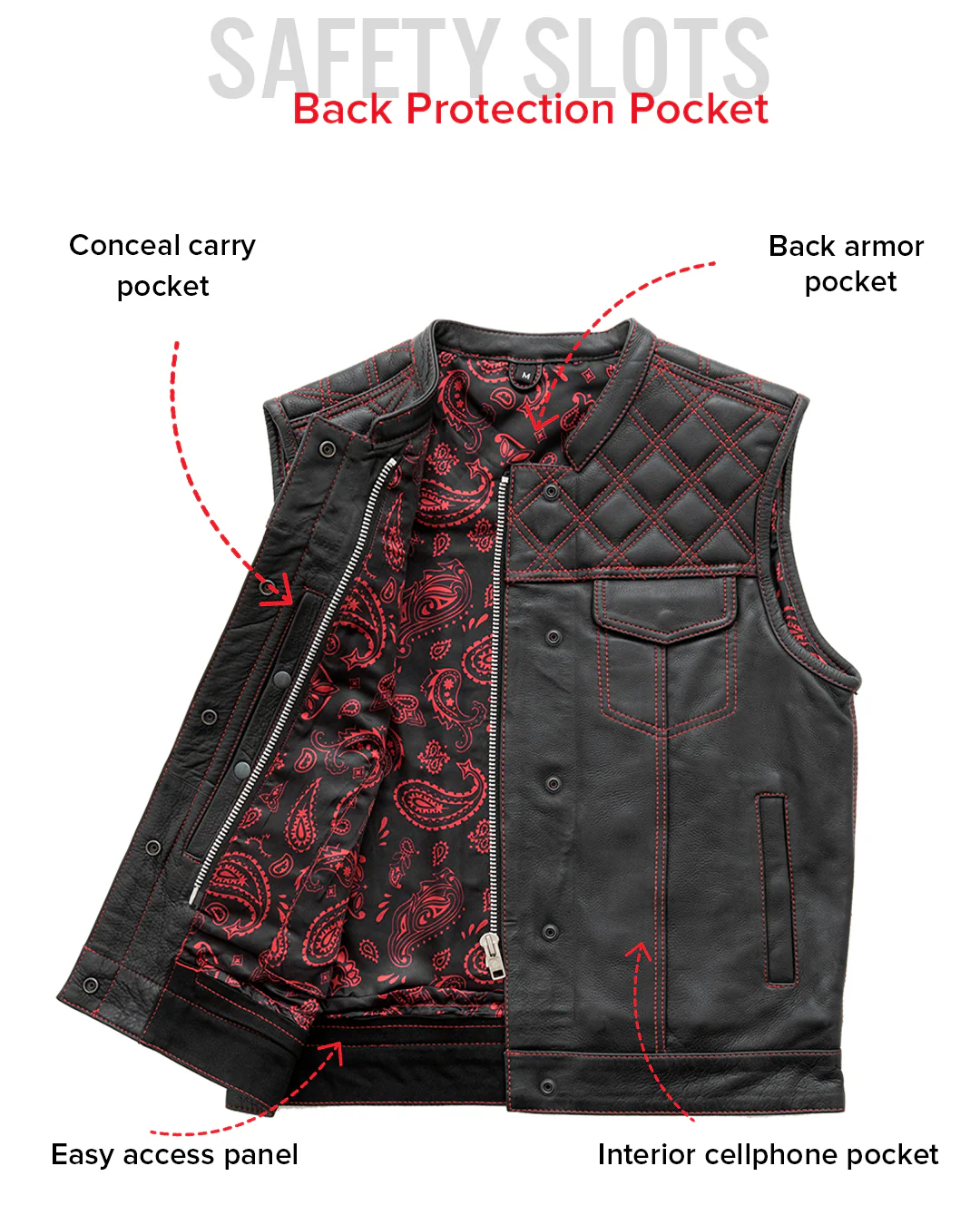 Downside Men's Motorcycle Leather Vest - Image 58