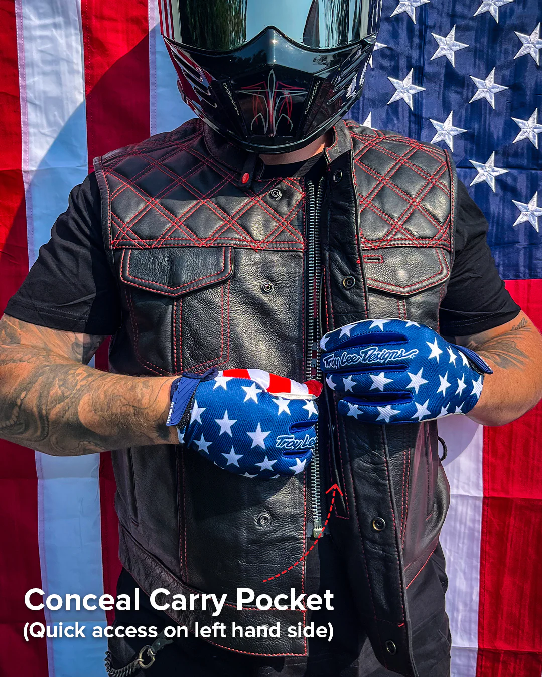 Downside Men's Motorcycle Leather Vest - Image 59