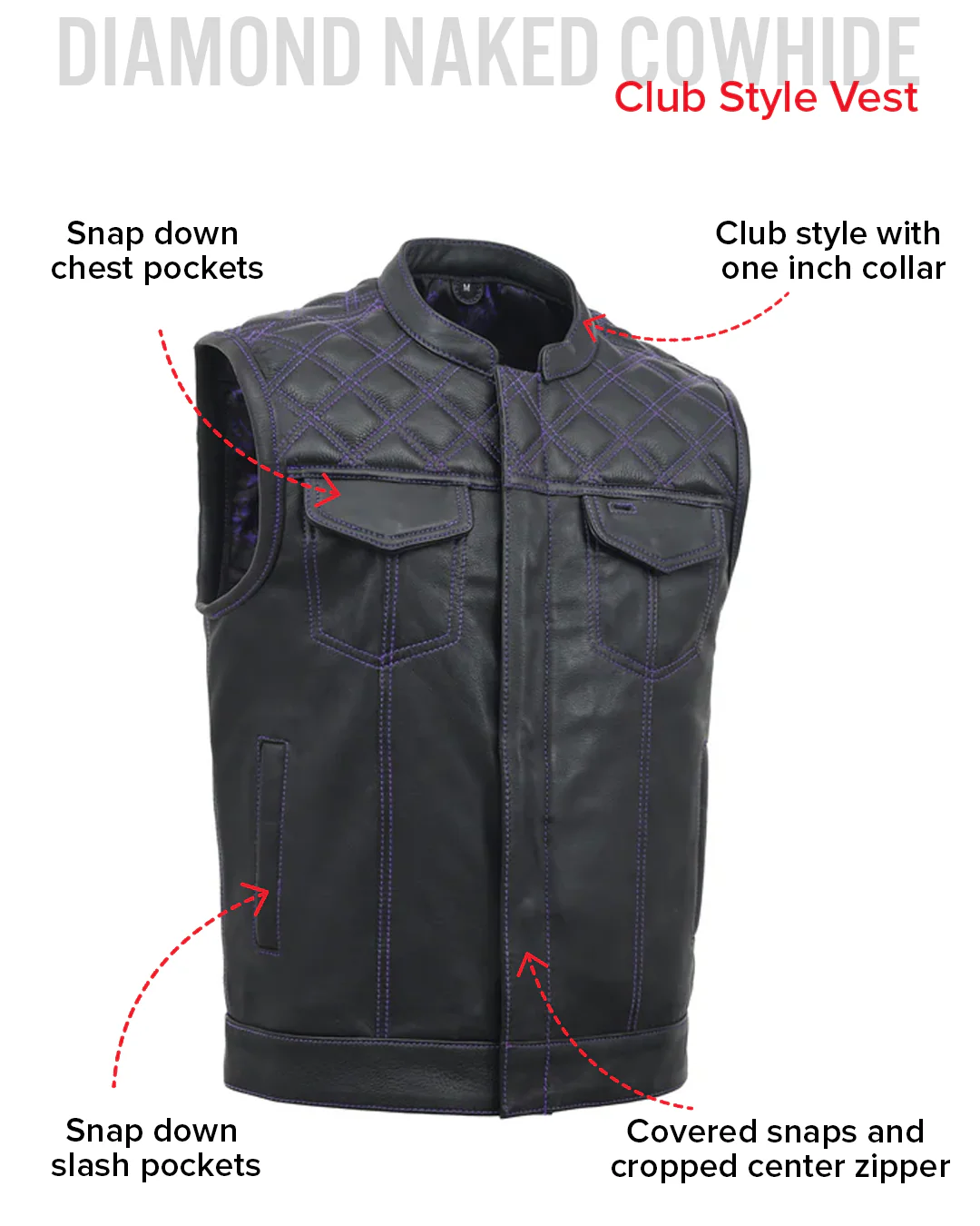Downside Men's Motorcycle Leather Vest - Image 60