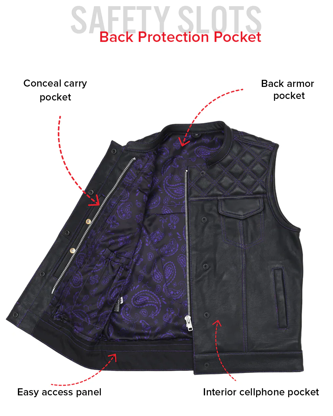 Downside Men's Motorcycle Leather Vest - Image 61