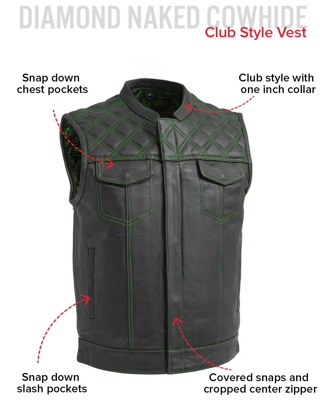 Downside Men's Motorcycle Leather Vest - Image 62