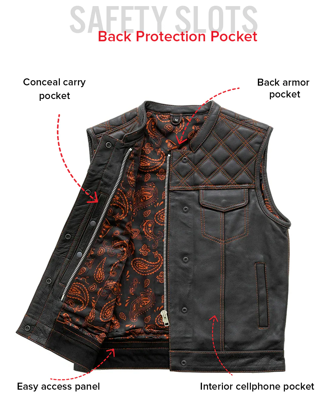 Downside Men's Motorcycle Leather Vest - Image 64