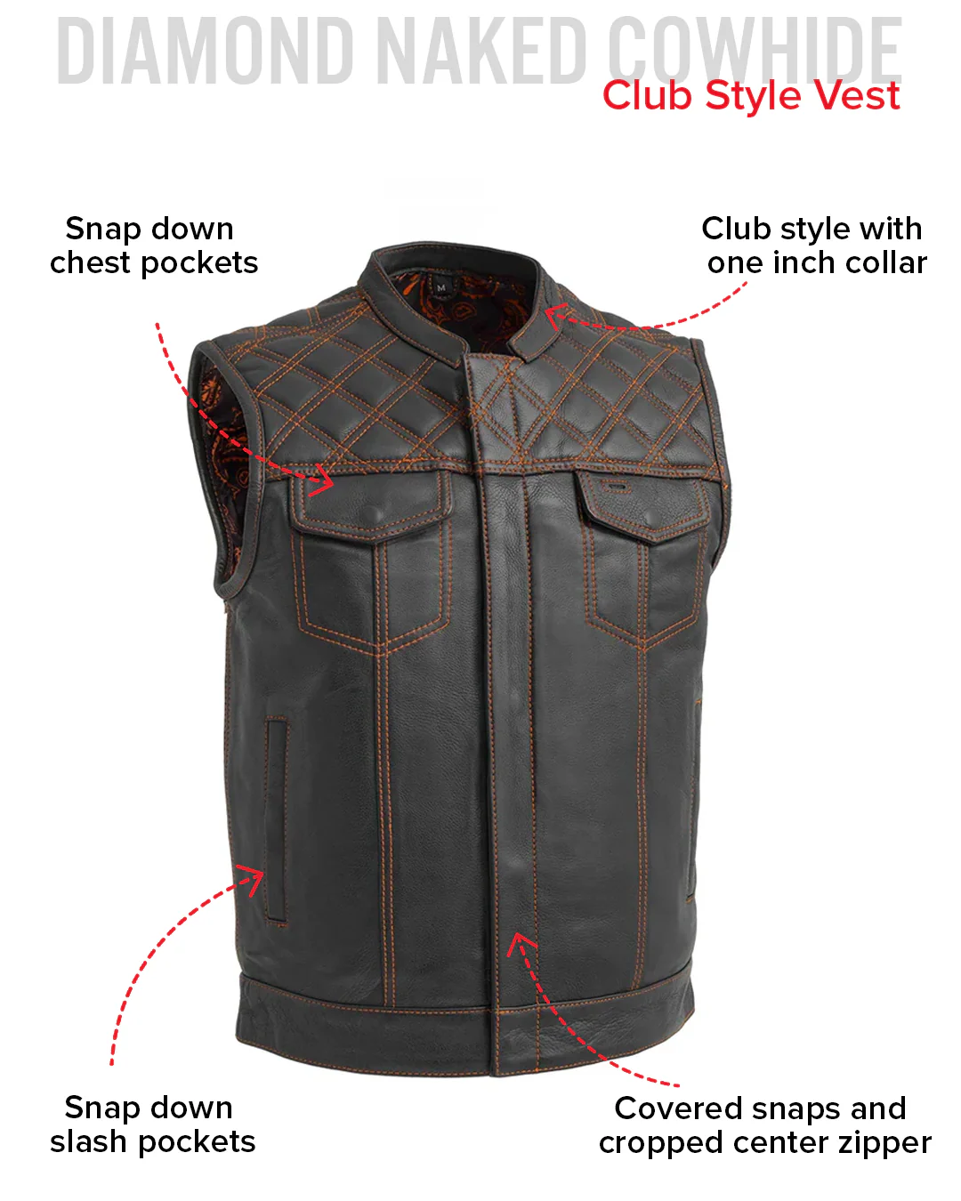 Downside Men's Motorcycle Leather Vest - Image 65