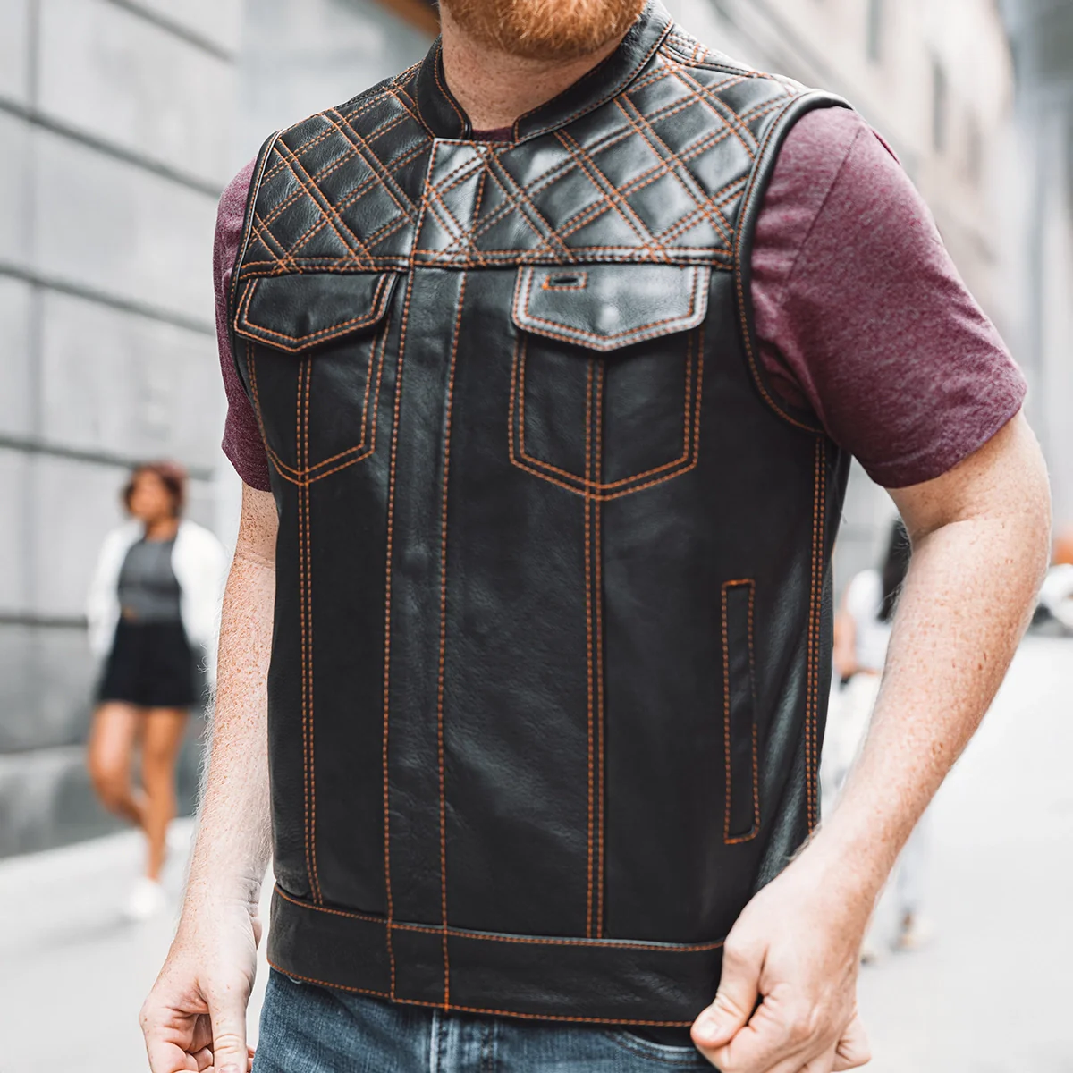 Downside Men's Motorcycle Leather Vest - Image 66