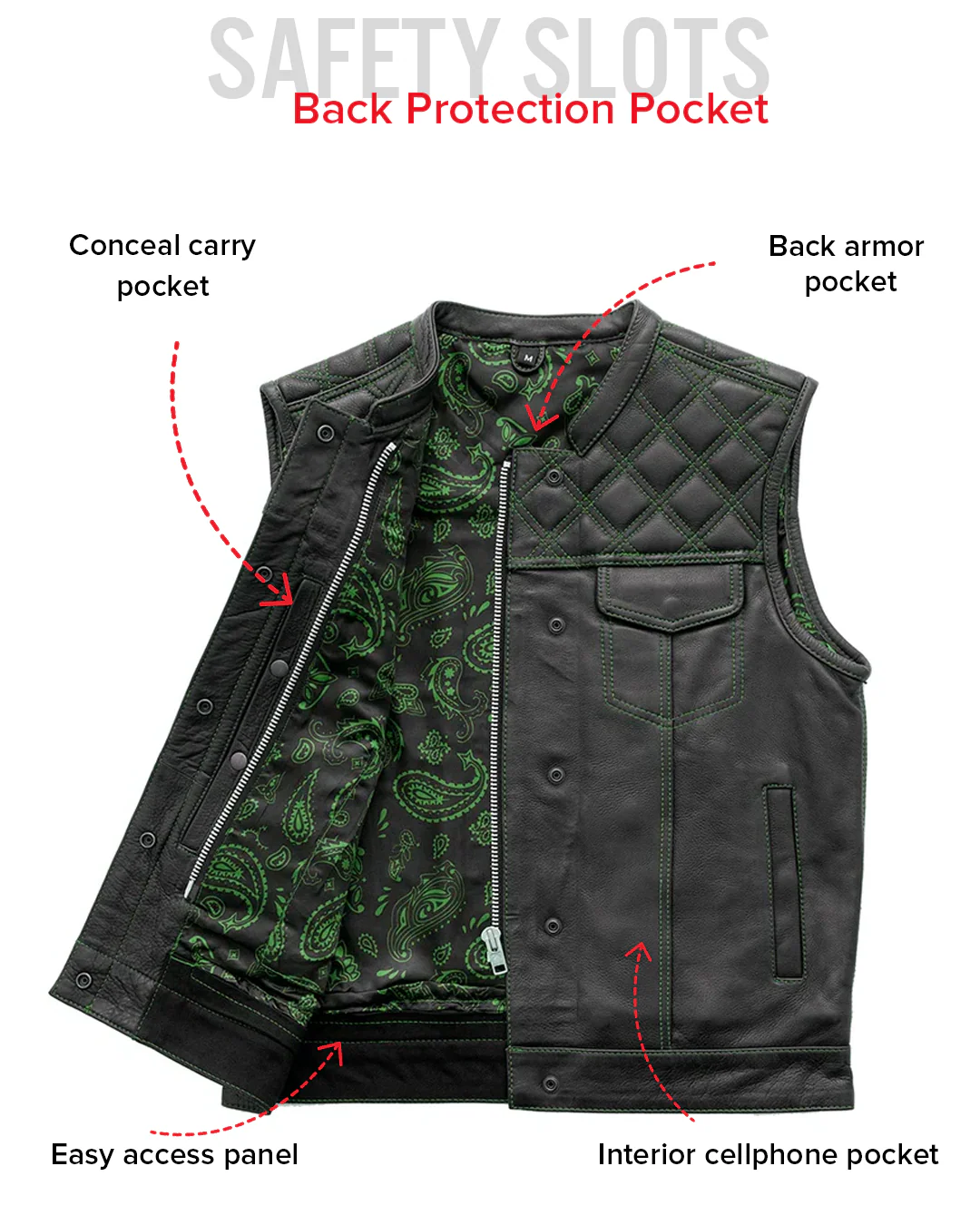 Downside Men's Motorcycle Leather Vest - Image 68