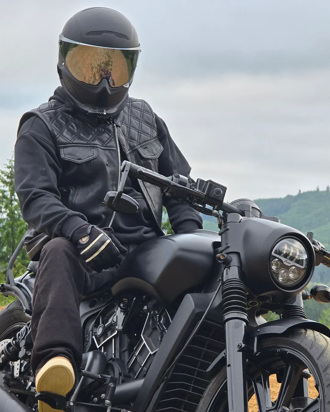 Downside Men's Motorcycle Leather Vest - Image 71