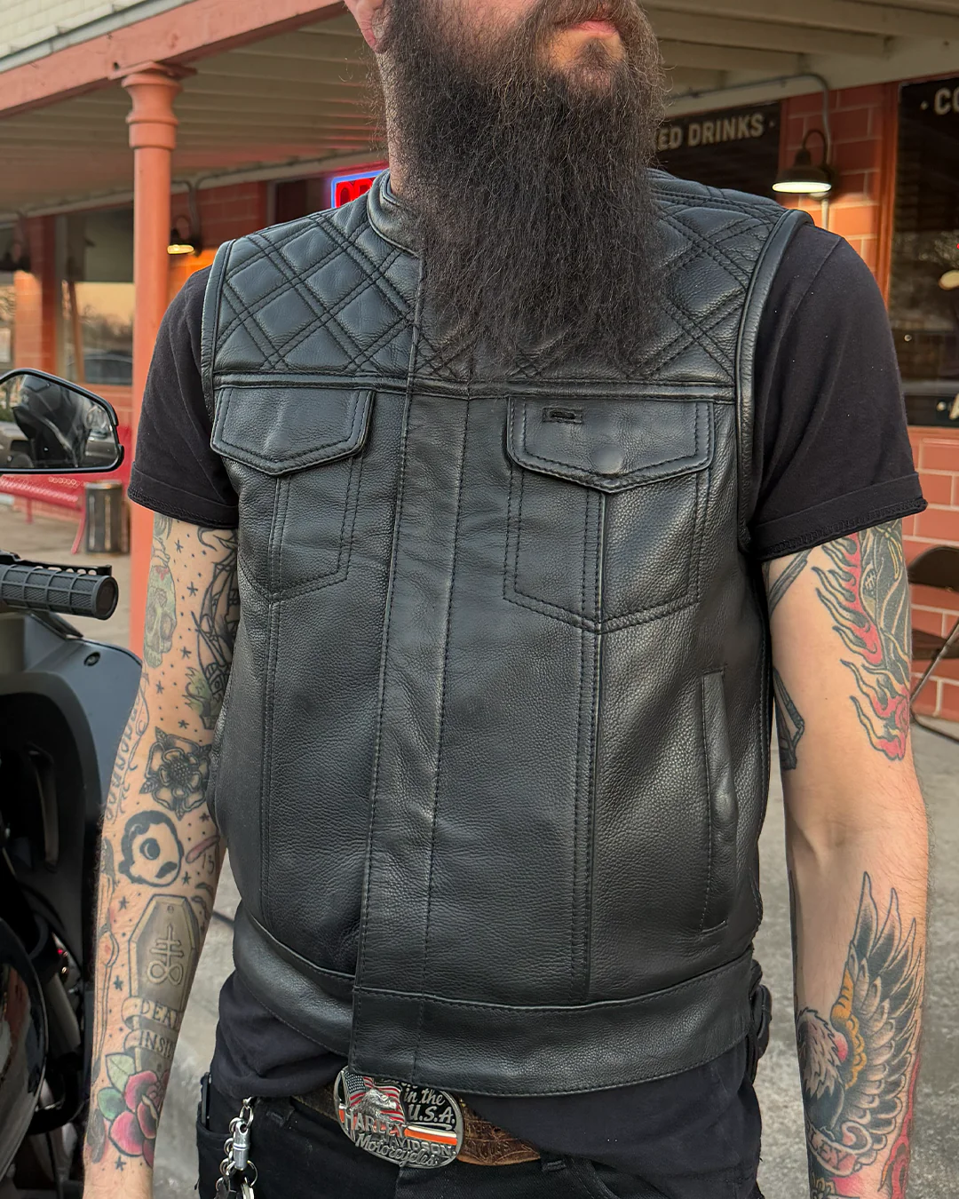 Upside Men's Club Style Leather Vest - Image 39