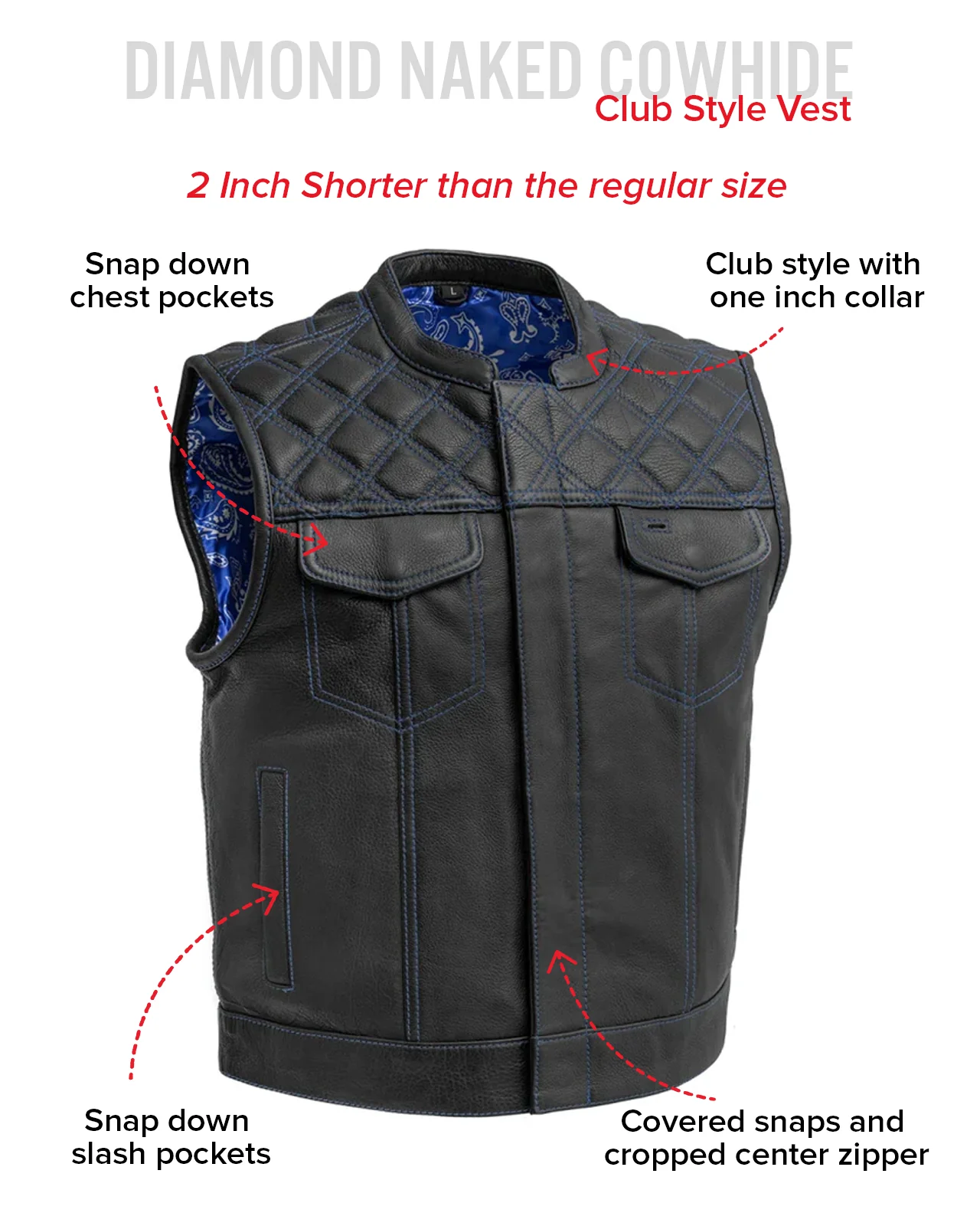 Upside Men's Club Style Leather Vest - Image 40