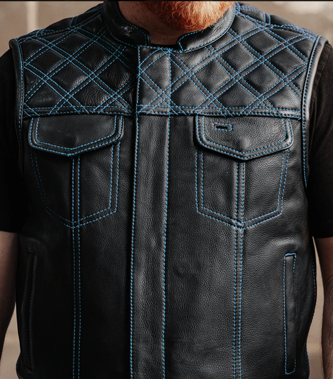 Upside Men's Club Style Leather Vest - Image 43