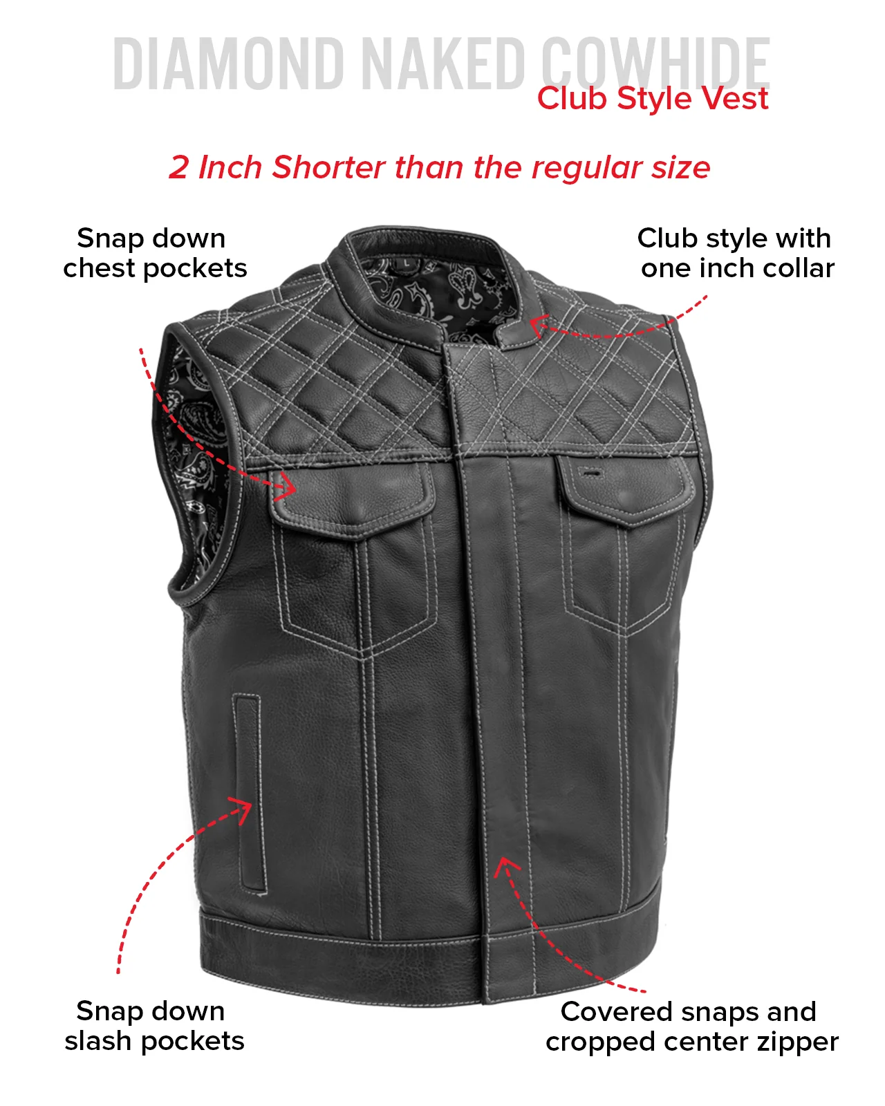 Upside Men's Club Style Leather Vest - Image 47