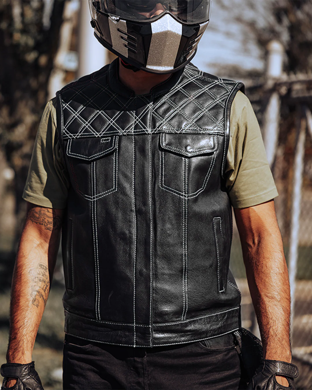 Upside Men's Club Style Leather Vest - Image 49