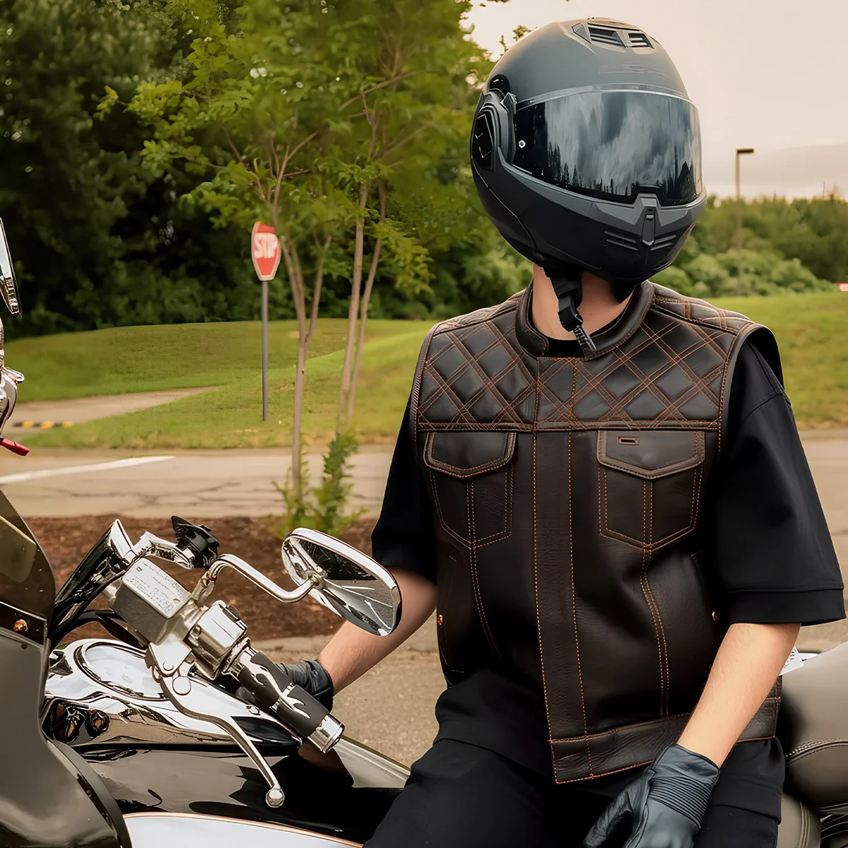 Upside Men's Club Style Leather Vest - Image 51