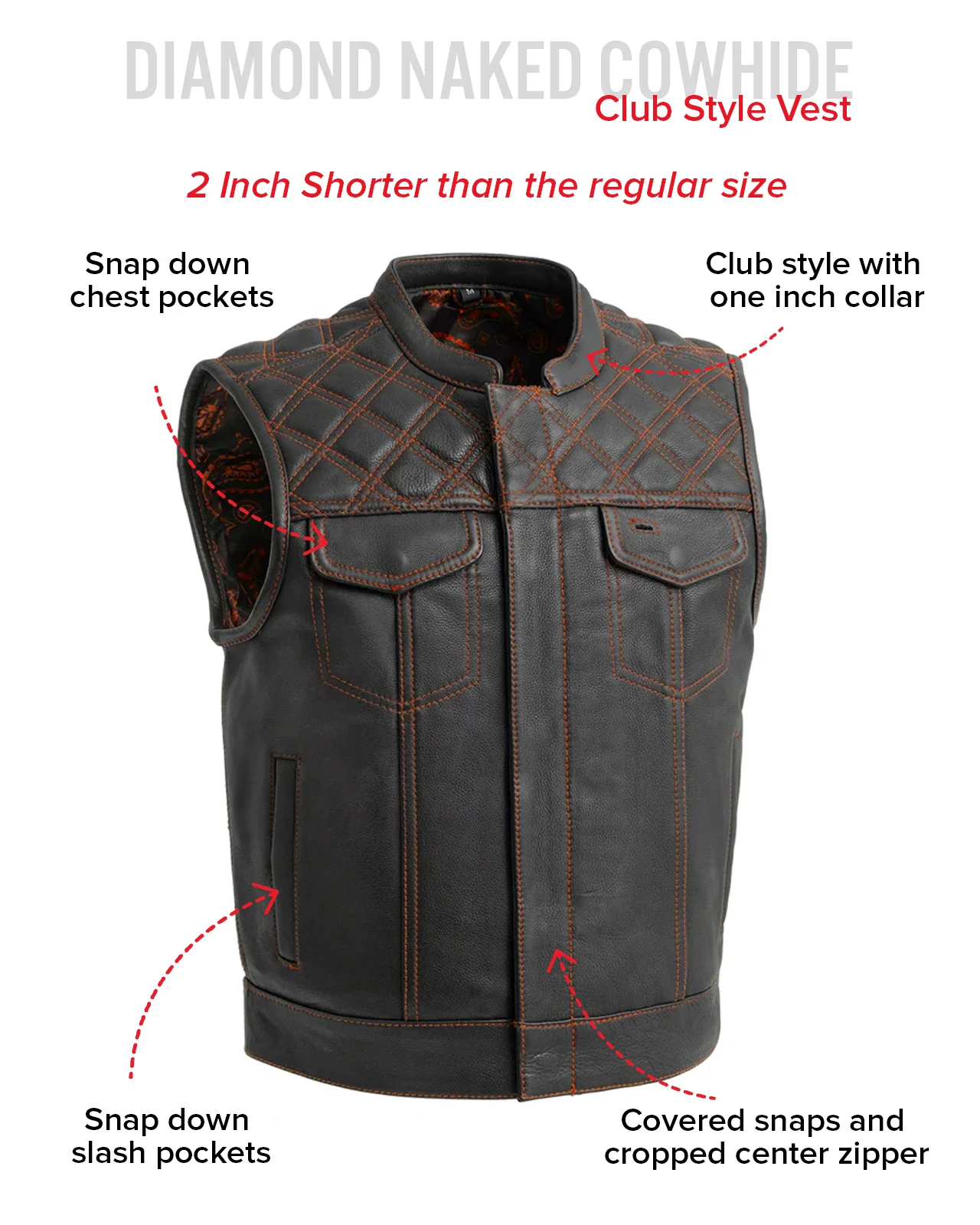Upside Men's Club Style Leather Vest - Image 52
