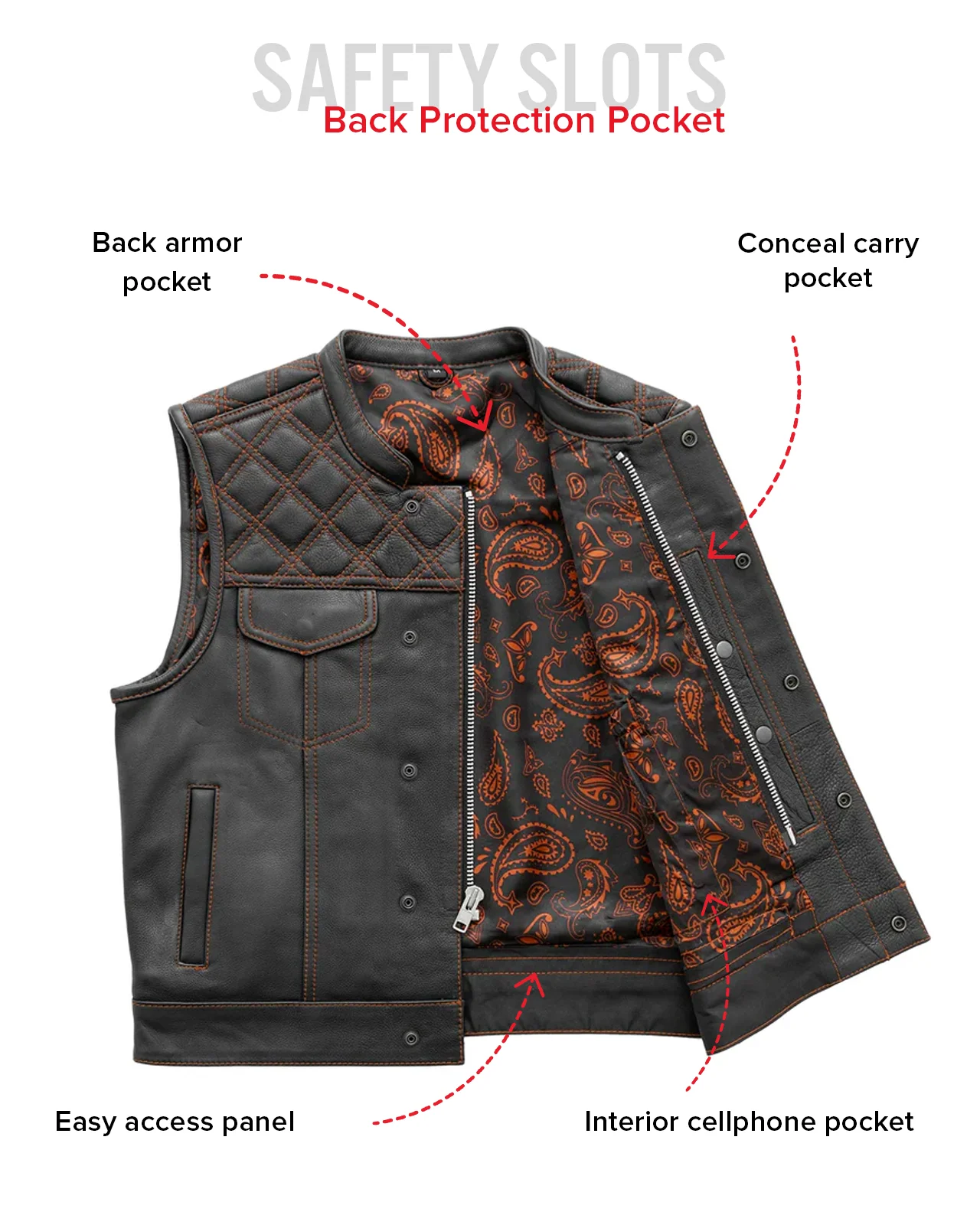 Upside Men's Club Style Leather Vest - Image 53