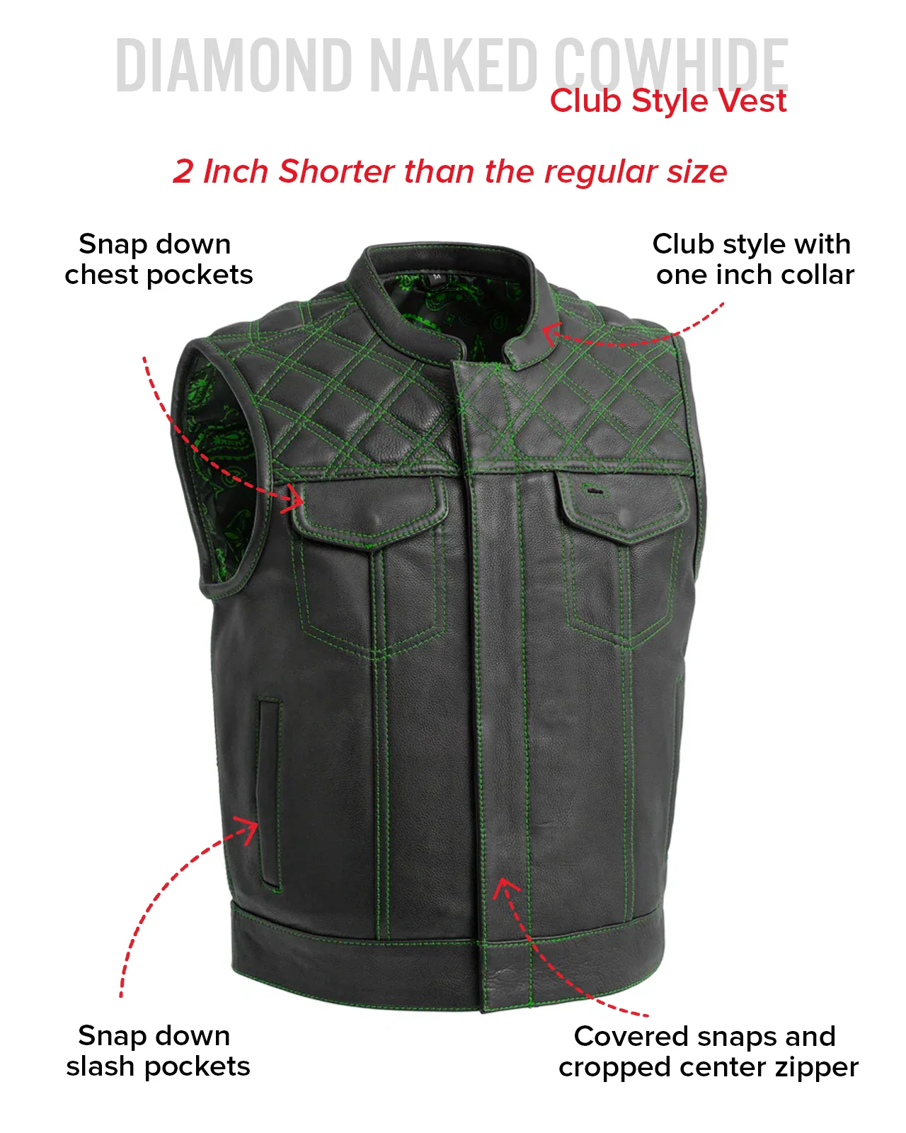 Upside Men's Club Style Leather Vest - Image 54