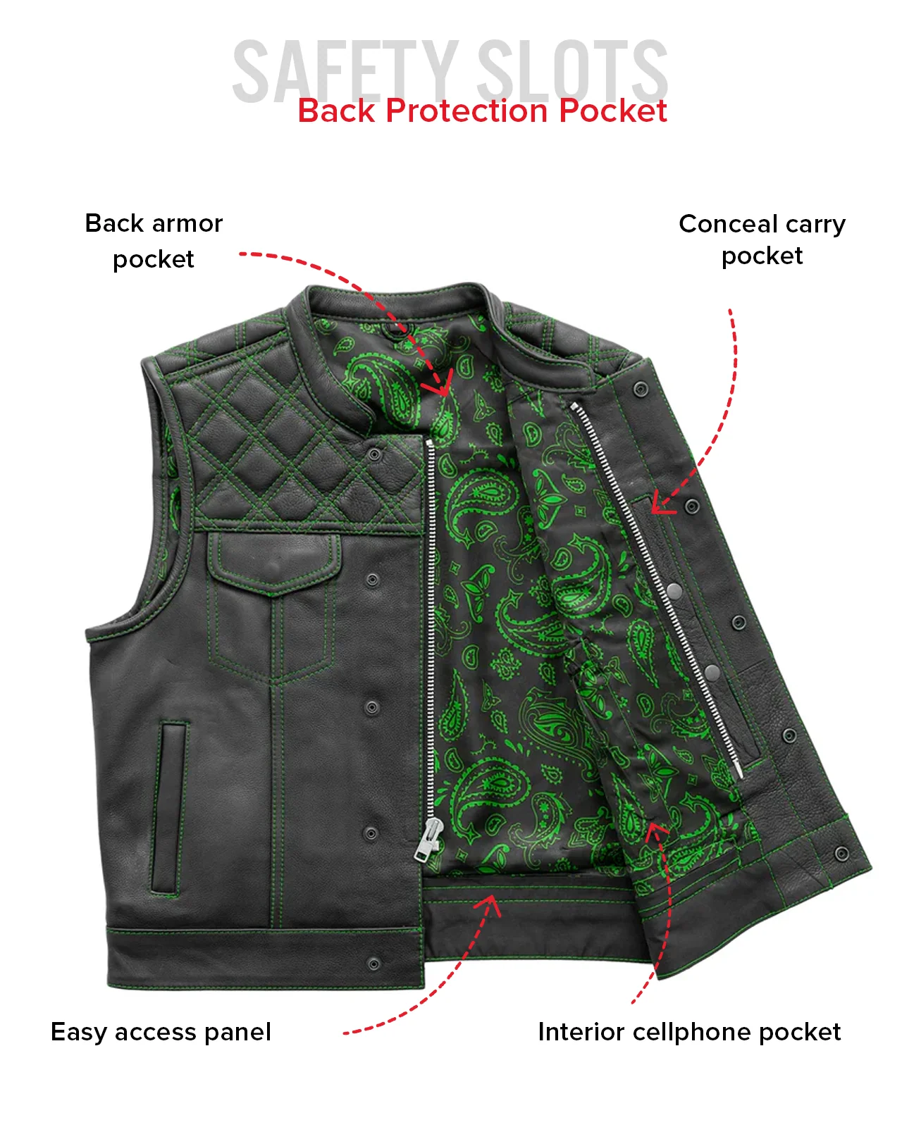 Upside Men's Club Style Leather Vest - Image 56