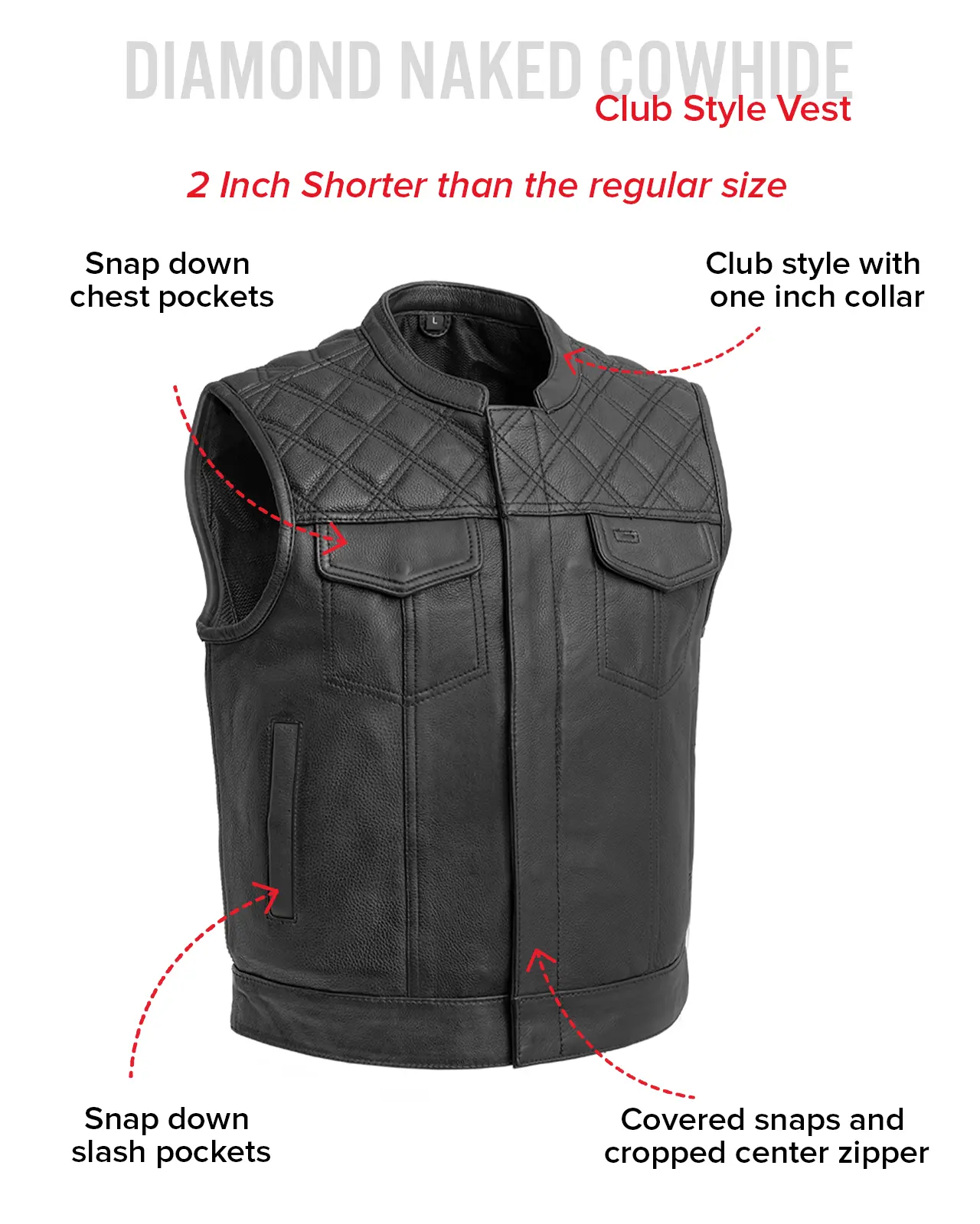 Upside Men's Club Style Leather Vest - Image 58