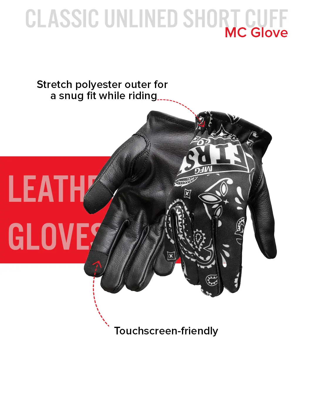 Clutch Men's Motorcycle Leather Gloves - Image 15