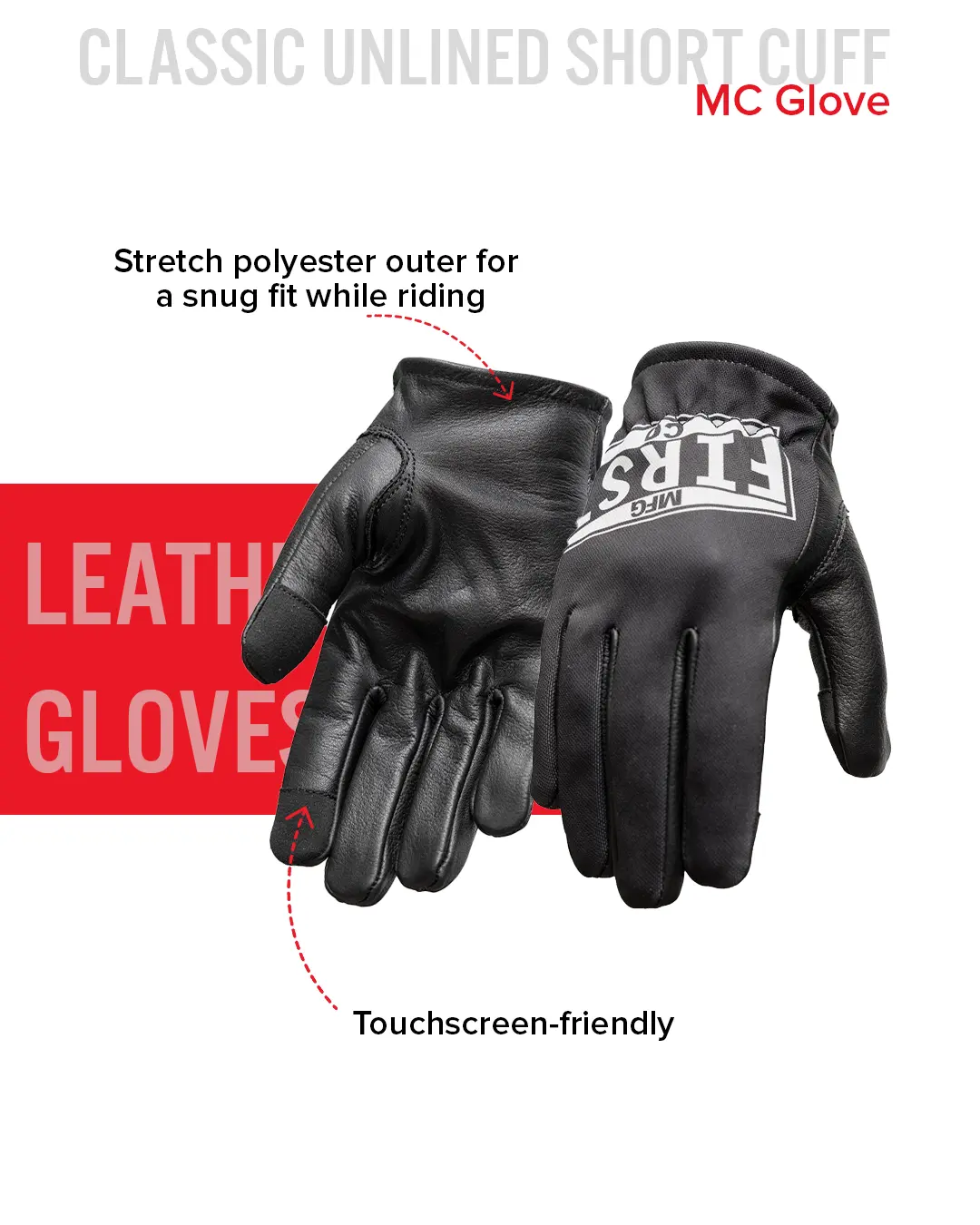 Clutch Men's Motorcycle Leather Gloves - Image 9
