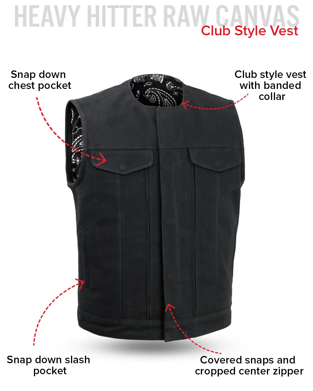 Fairfax V2 Men's Motorcycle Canvas Vest - Image 5