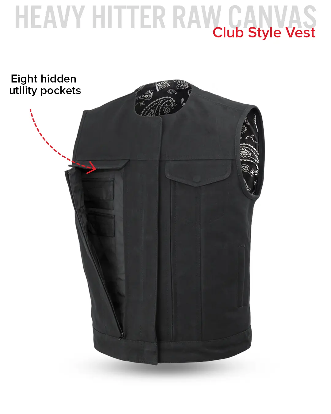 Fairfax V2 Men's Motorcycle Canvas Vest - Image 7