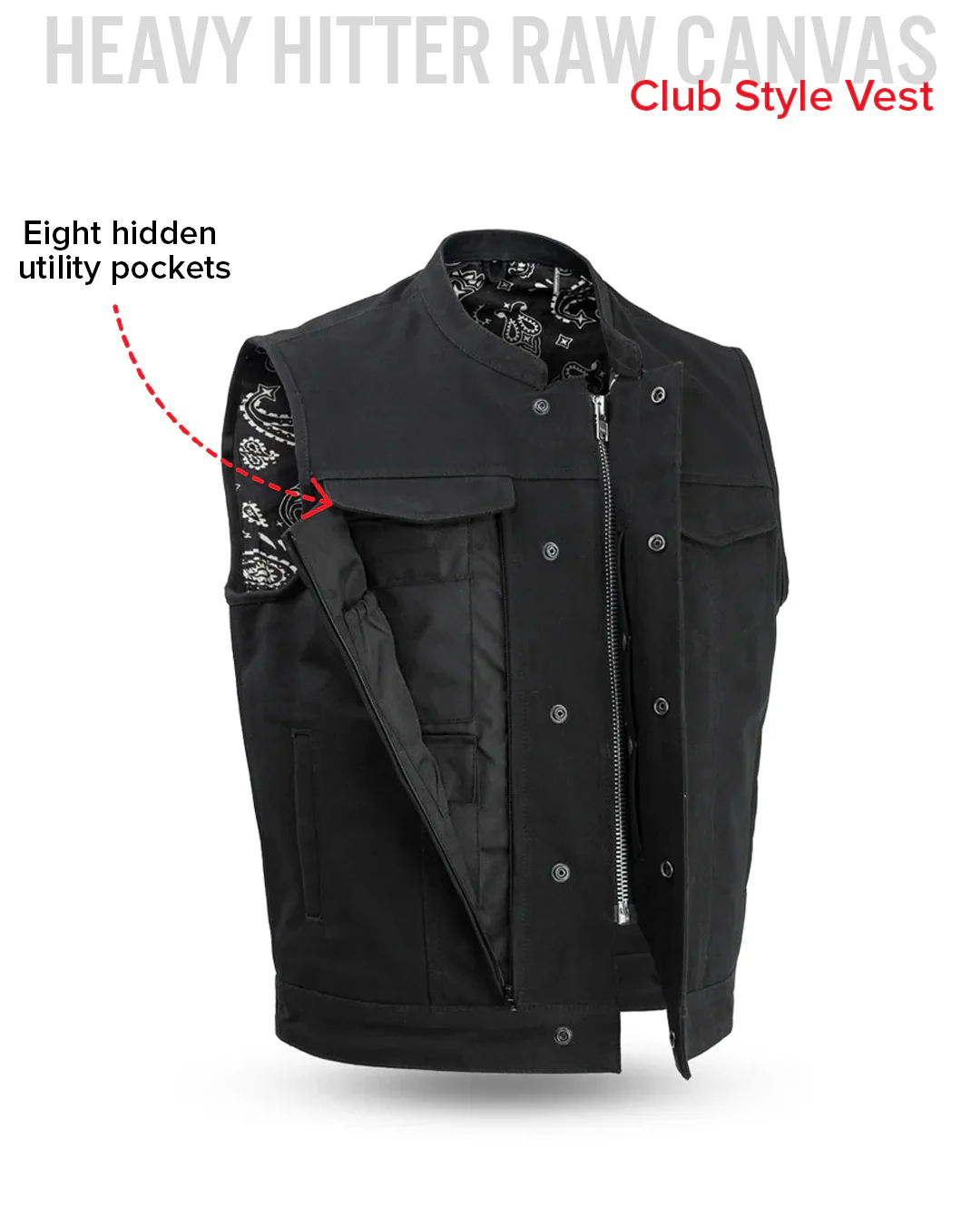 Highland V2 Men's Motorcycle Canvas Vest - Image 5