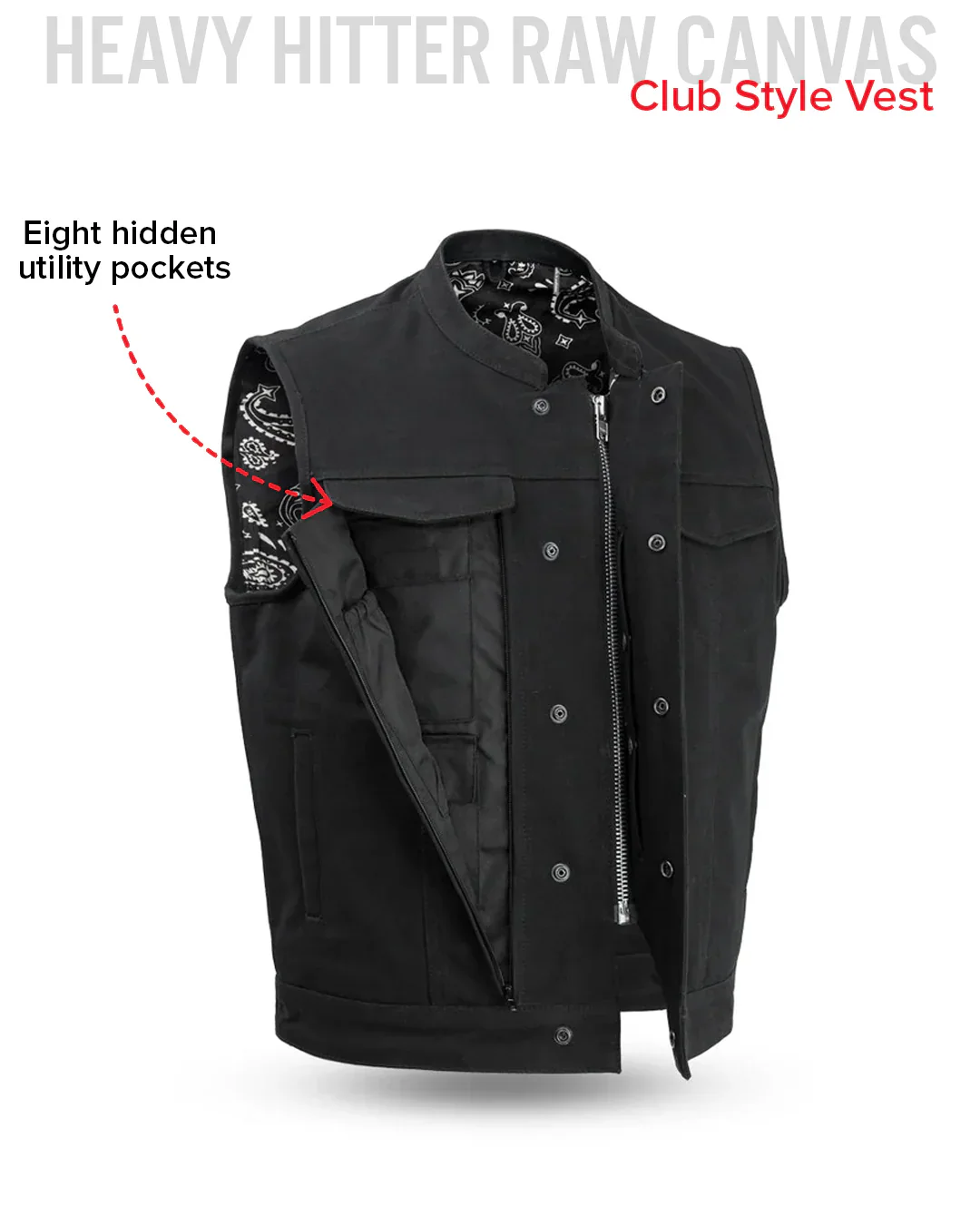 Highland V2 Men's Motorcycle Canvas Vest - Image 8