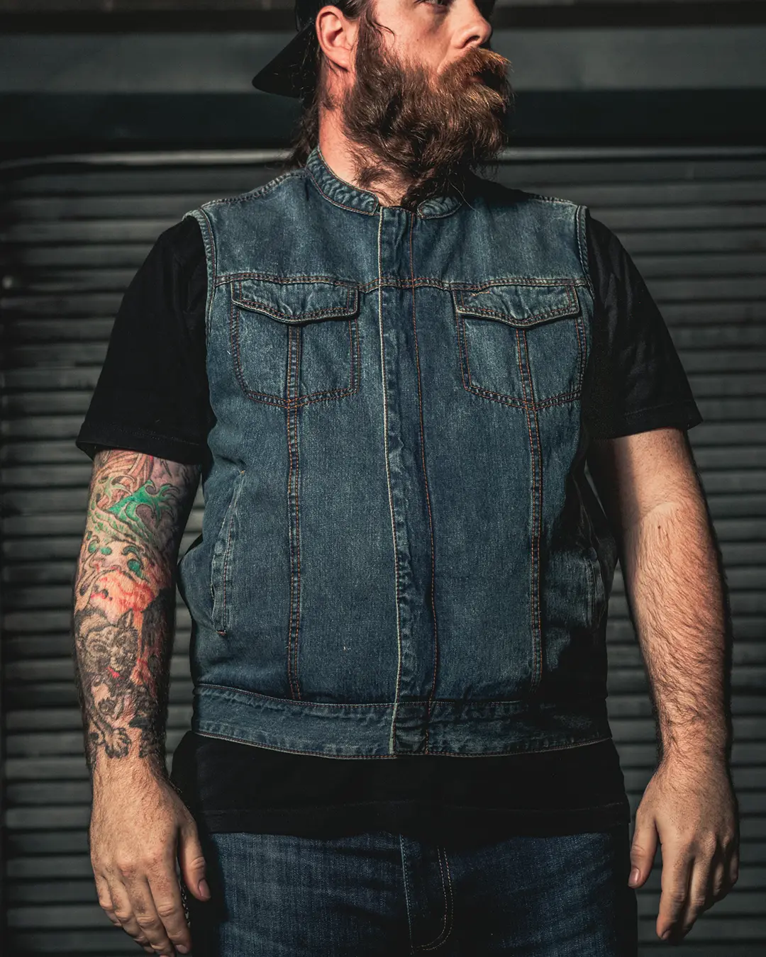 Havoc Men's Denim Motorcycle Vest - Image 9