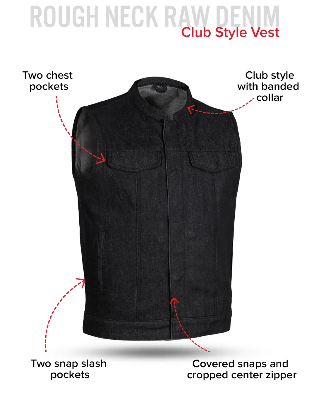 Kershaw Men's Motorcycle Denim Vest - Image 12