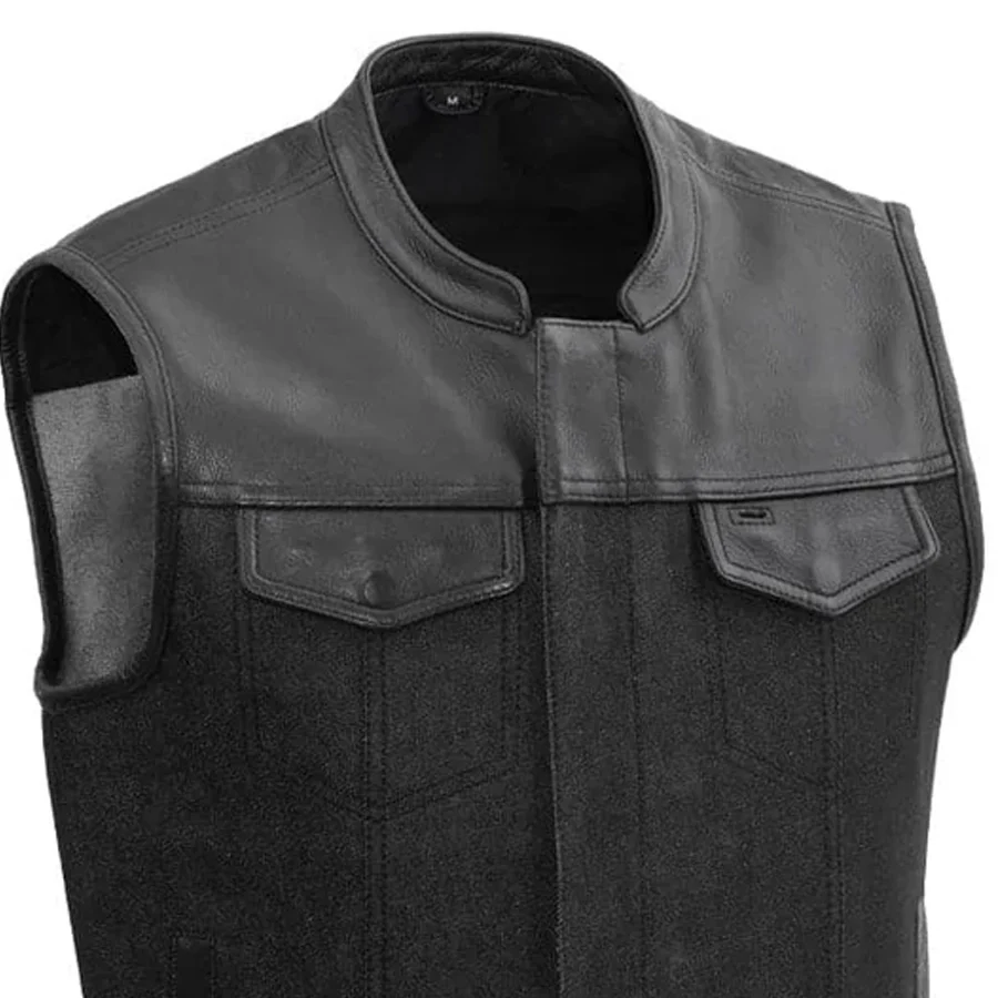 49/51 Men's Denim Motorcycle Vest - Image 4