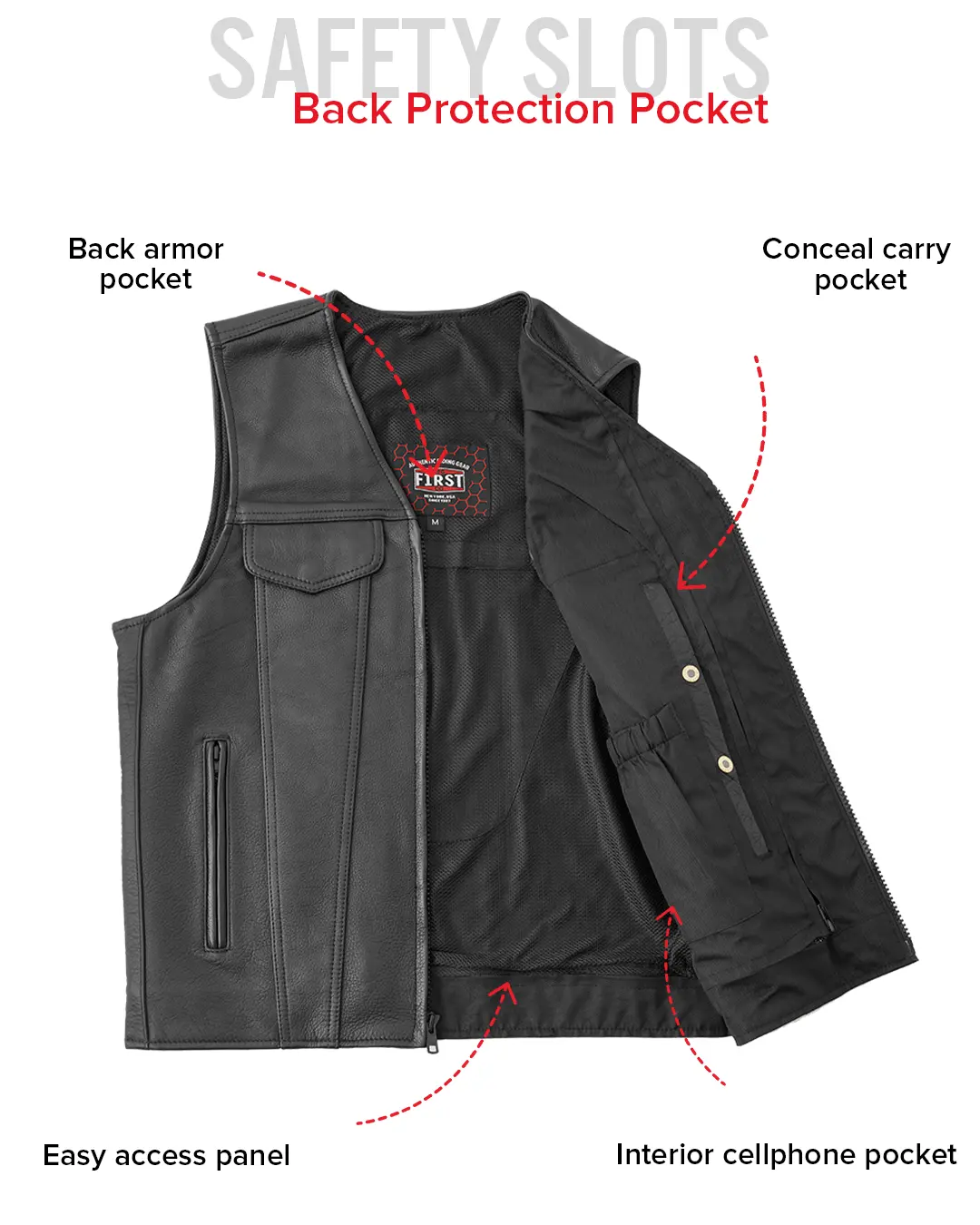 Badlands Men's Motorcycle Leather Vest - Image 8