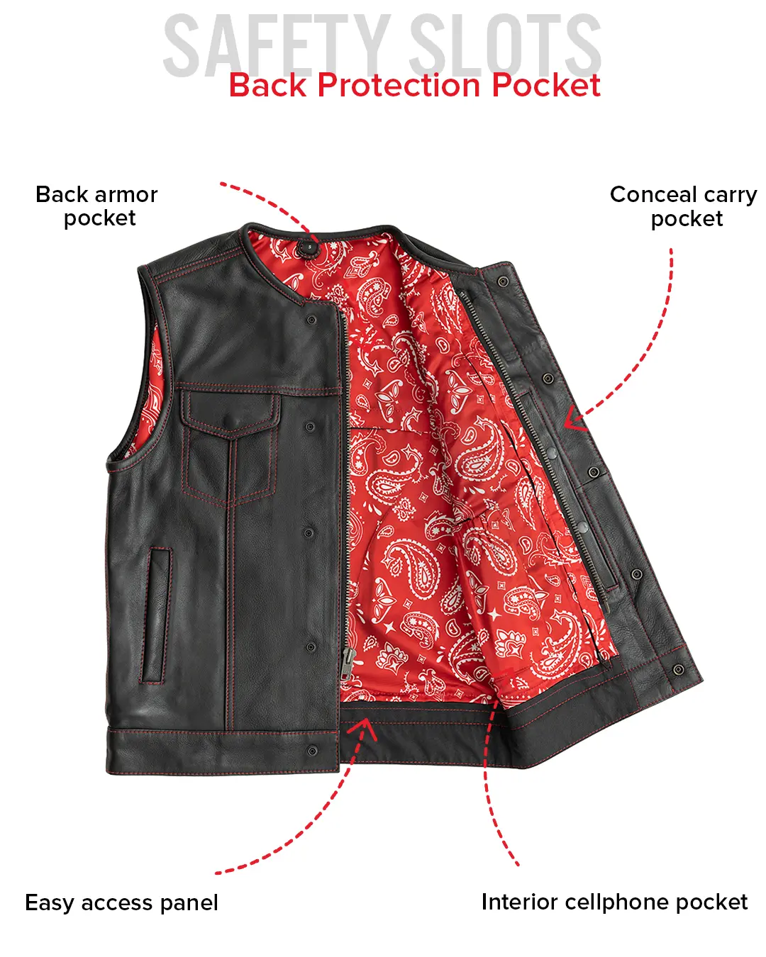 Bandit Men's Leather Motorcycle Vest - Image 17