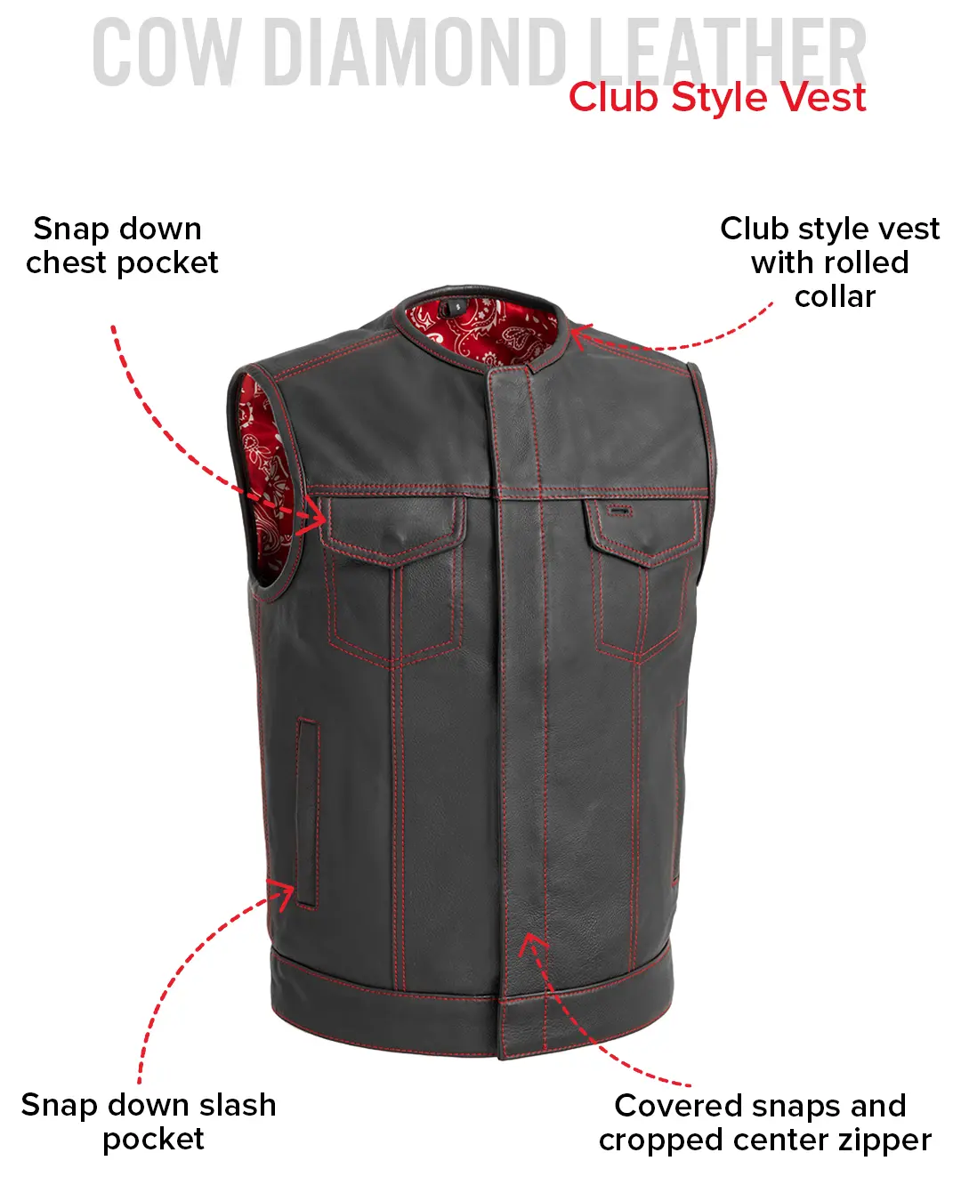 Bandit Men's Leather Motorcycle Vest - Image 18