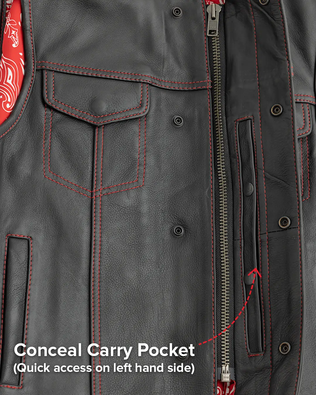 Bandit Men's Leather Motorcycle Vest - Image 19
