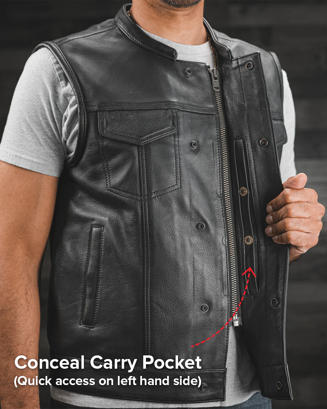 Blaster Men's Leather Motorcycle Vest - Image 6